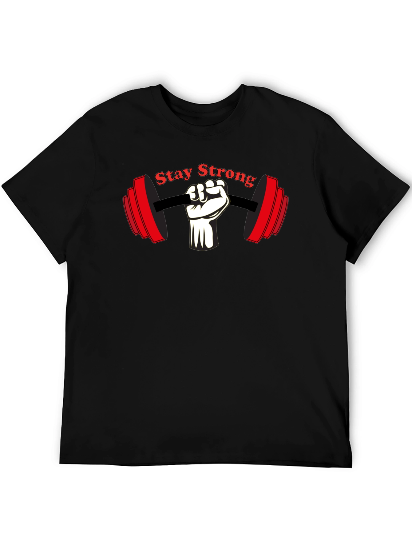 Stay Strong Gym T-Shirt Black Cotton Short Sleeve