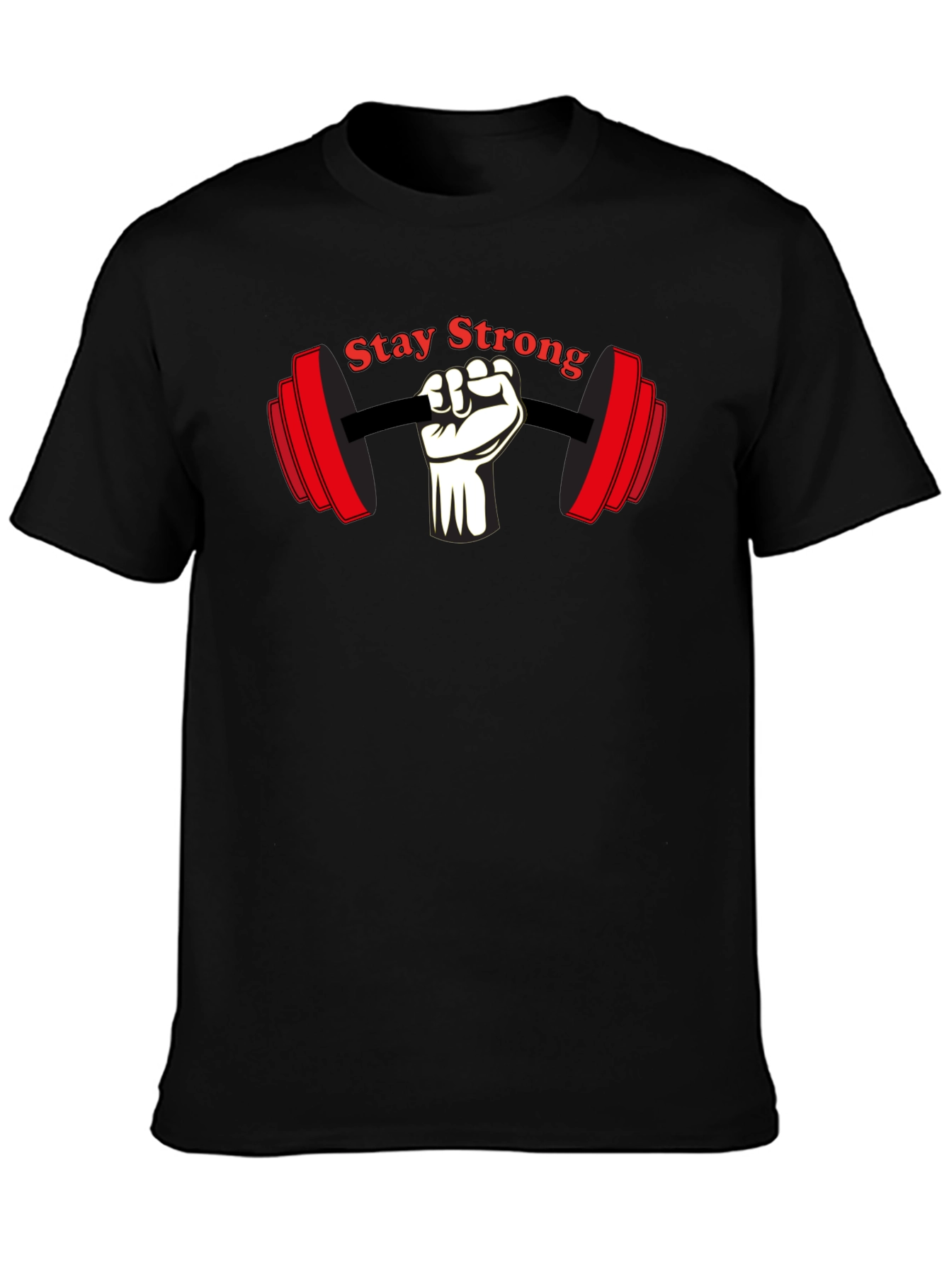Stay Strong Gym T-Shirt Black Cotton Short Sleeve