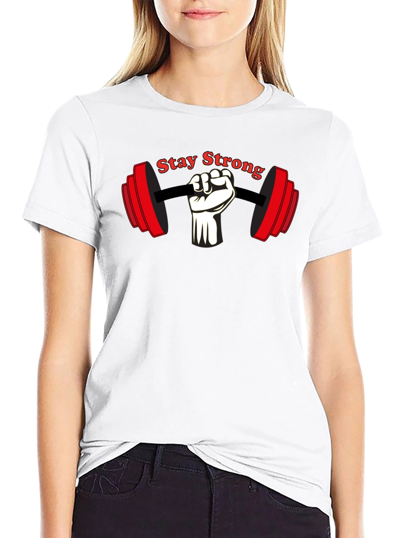 Stay Strong Gym T-Shirt Black Cotton Short Sleeve