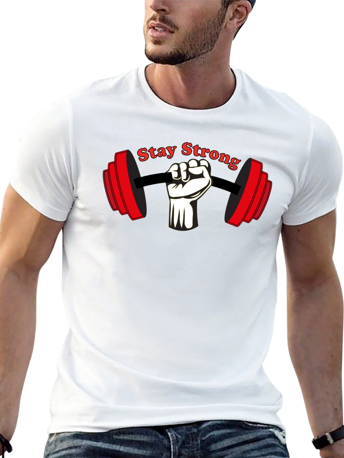 Stay Strong Gym T-Shirt Black Cotton Short Sleeve