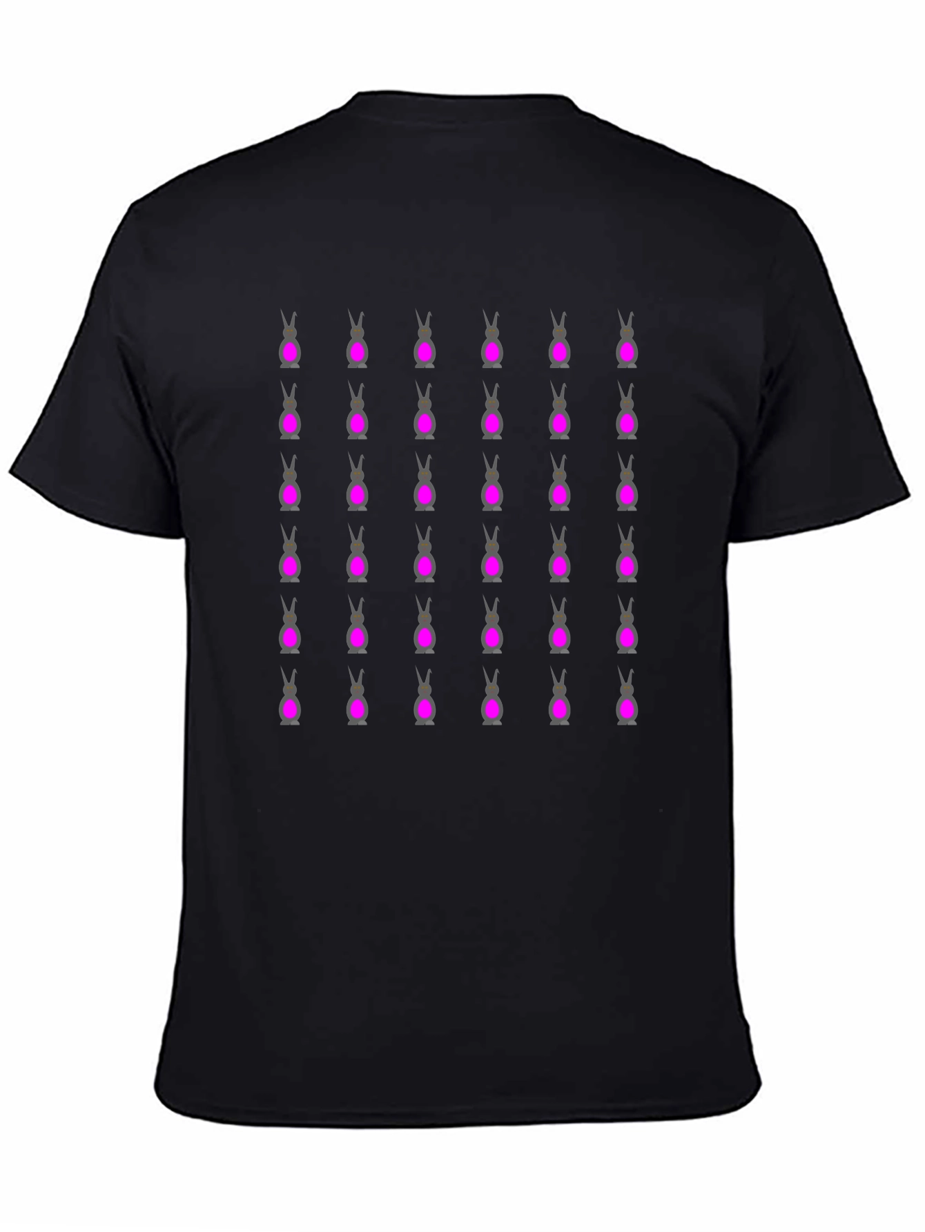 Novelty Bunny Pattern Black T-Shirt