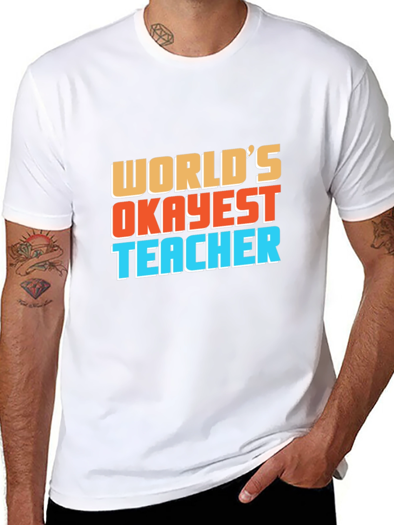 Worlds Okayest Teacher Black T-Shirt