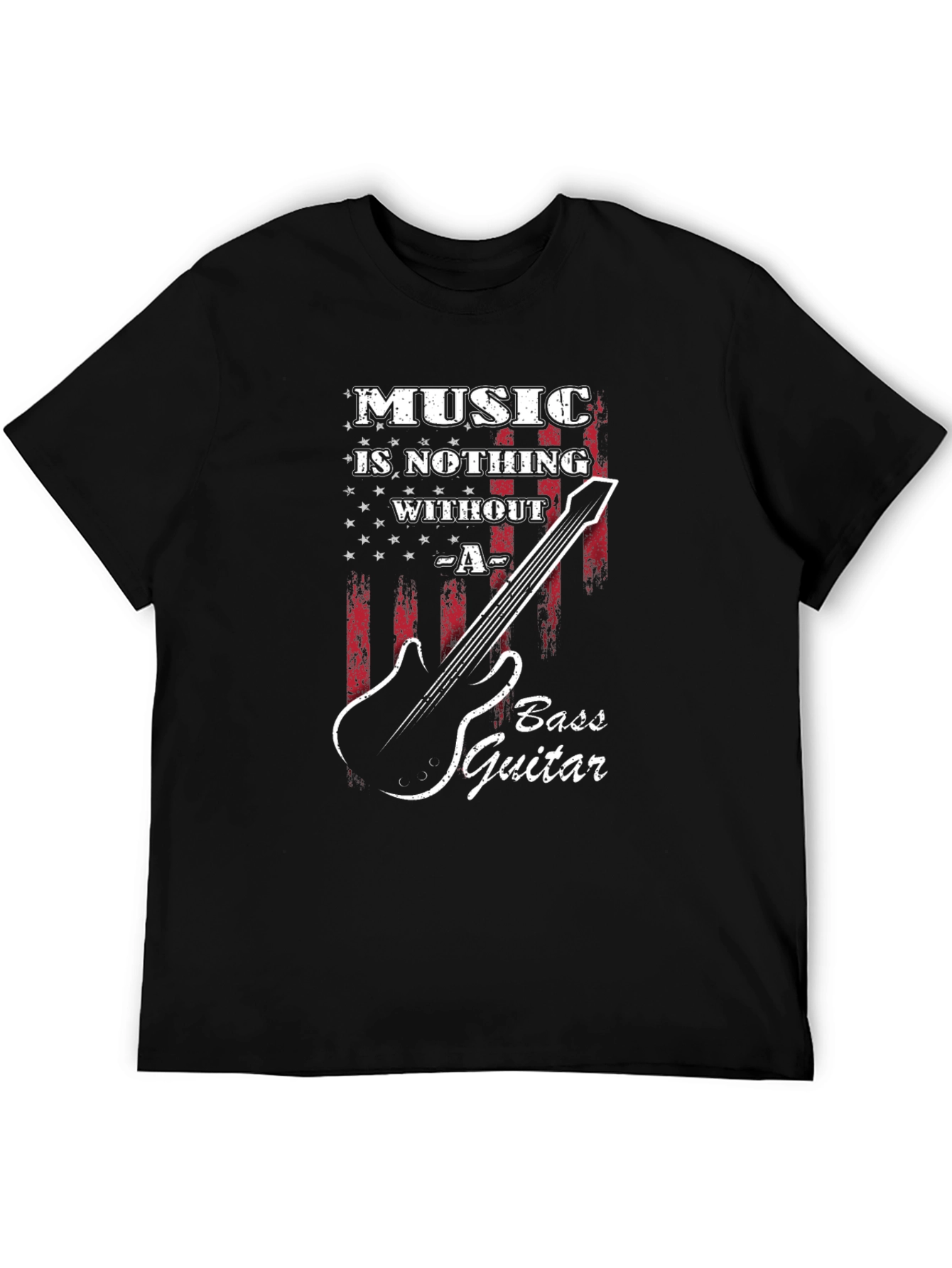 Music Is Nothing Without Bass Guitar Black T-Shirt