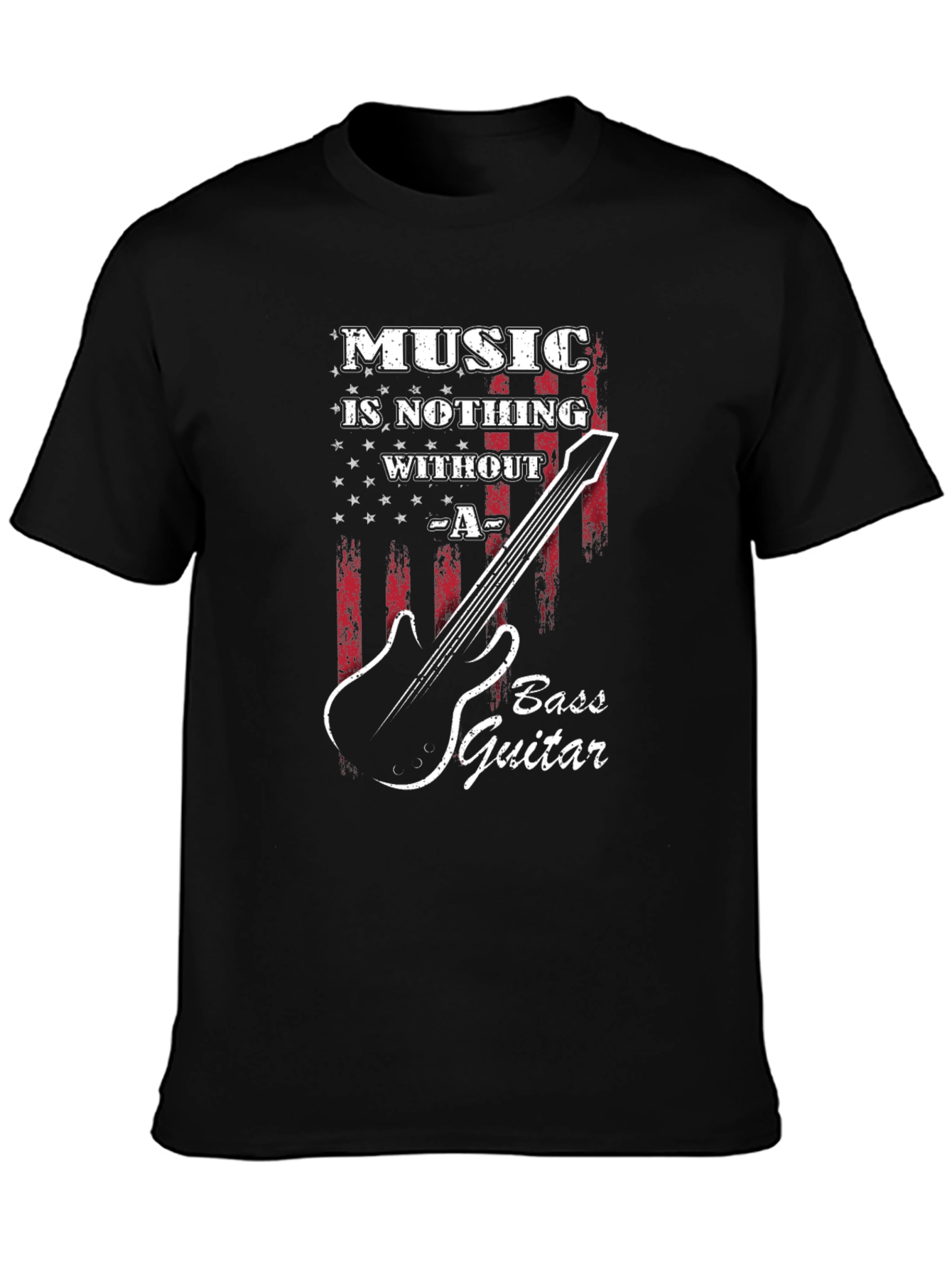 Music Is Nothing Without Bass Guitar Black T-Shirt