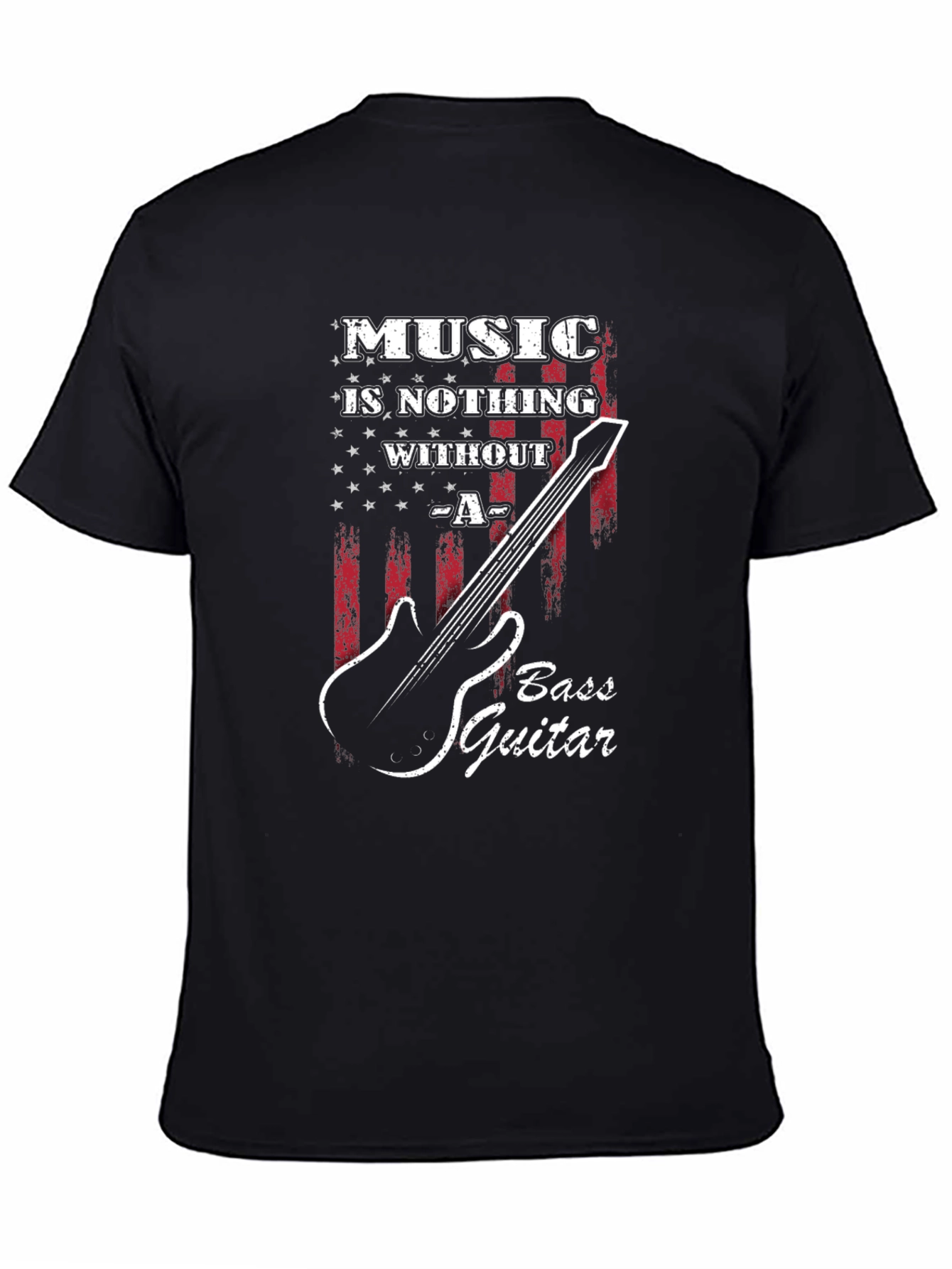 Music Is Nothing Without Bass Guitar Black T-Shirt