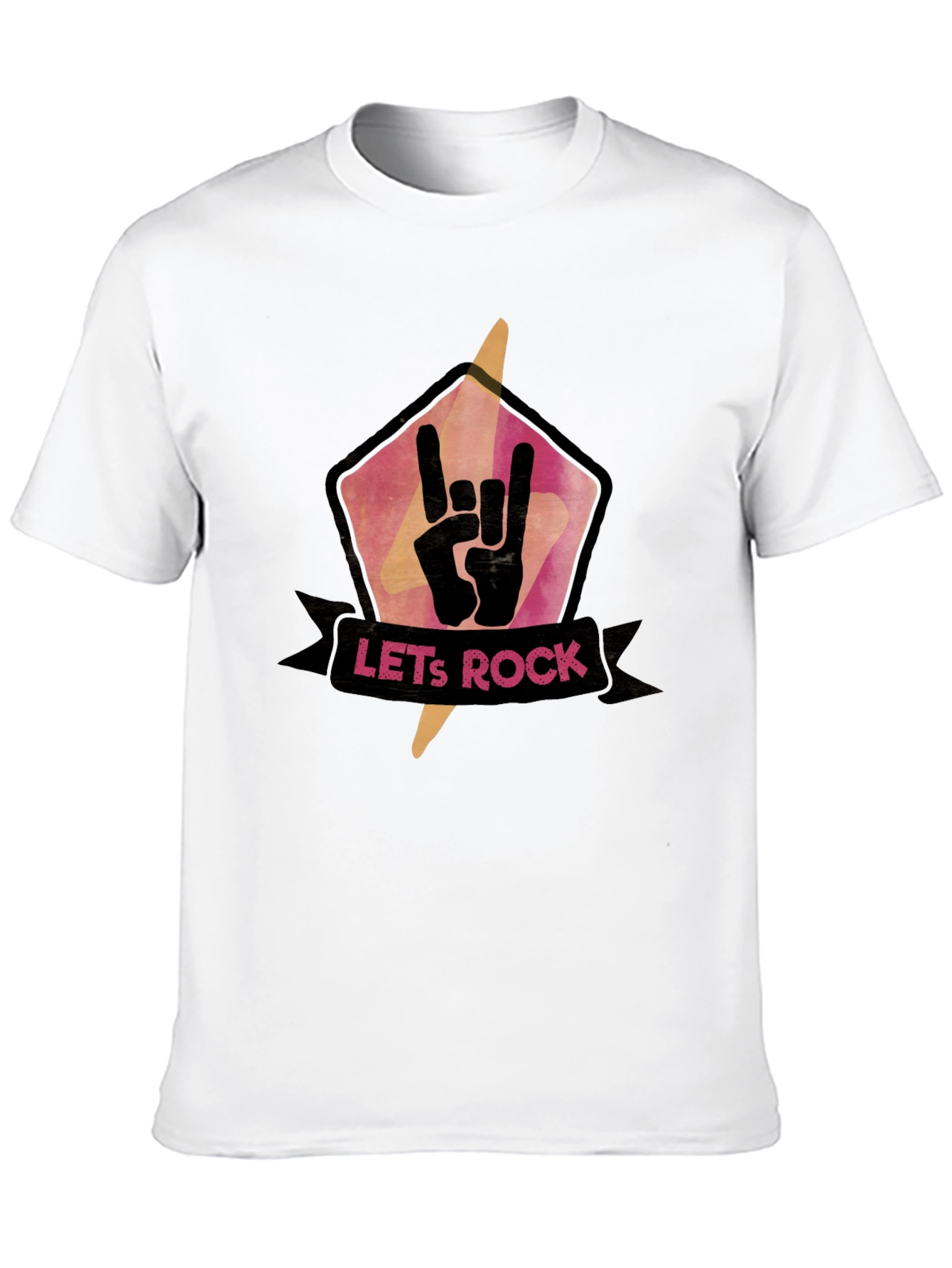 Lets Rock Graphic Tee - Black Cotton T-Shirt