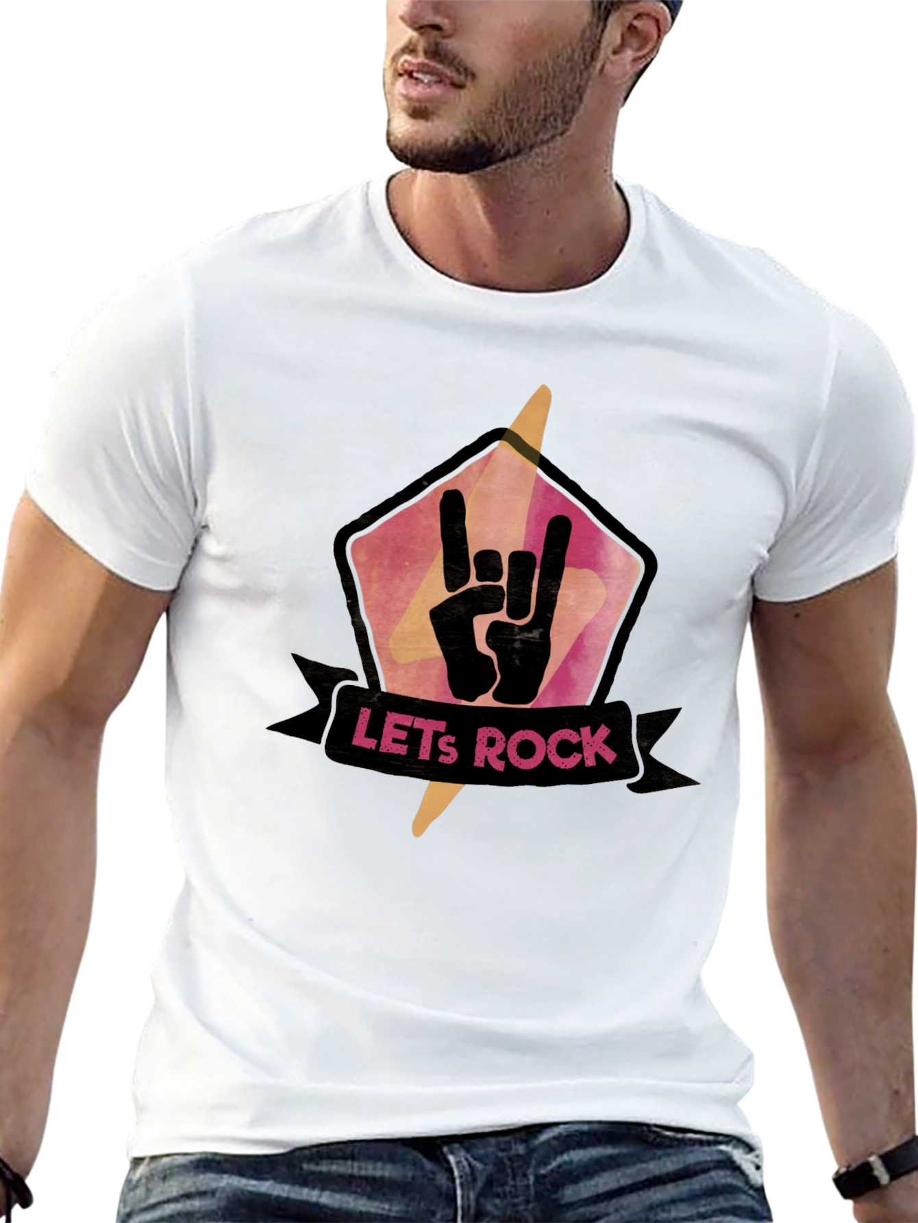 Lets Rock Graphic Tee - Black Cotton T-Shirt