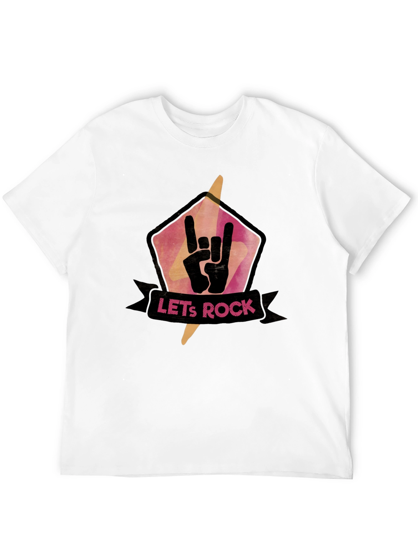 Lets Rock Graphic Tee - Black Cotton T-Shirt