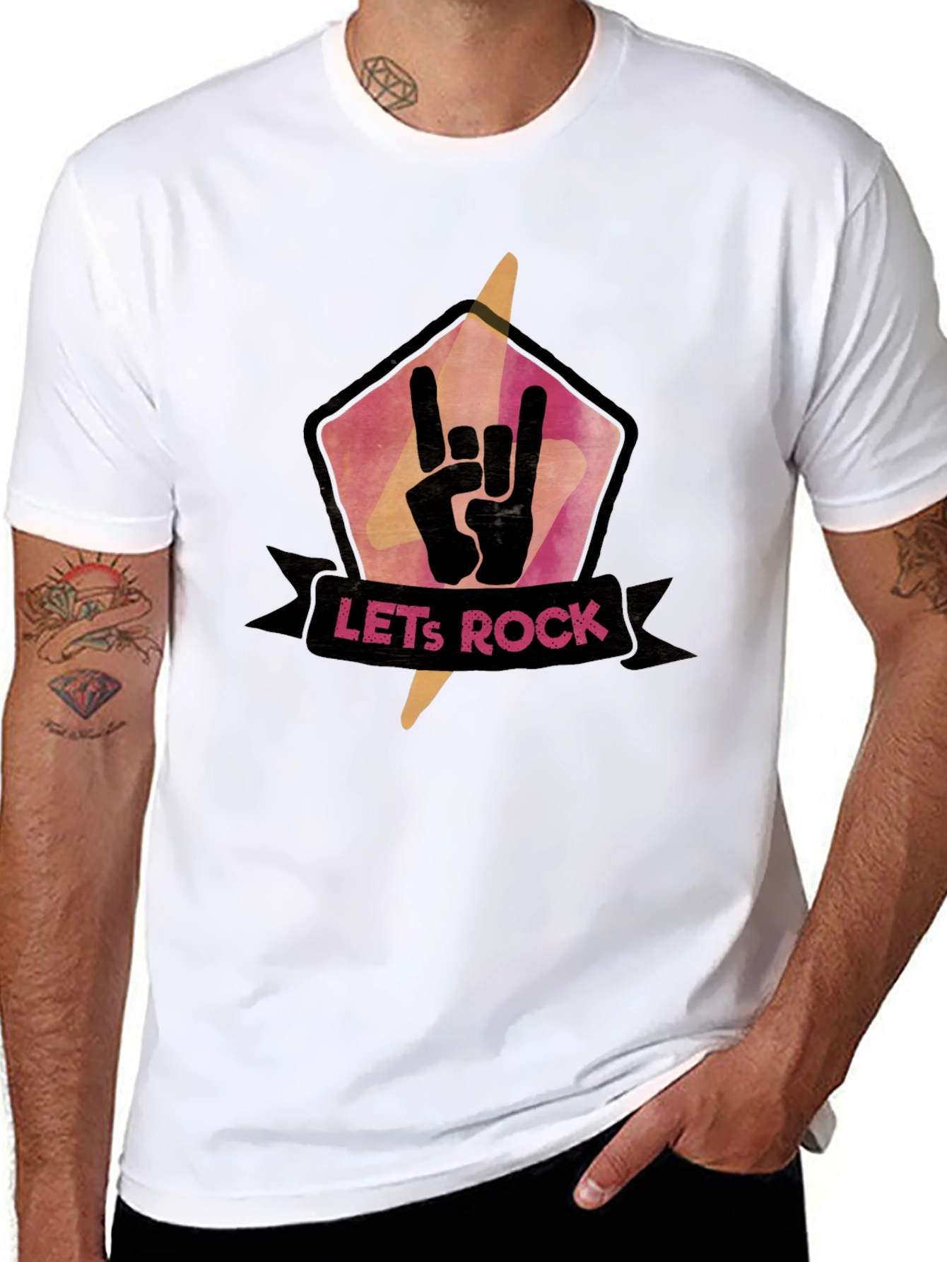 Lets Rock Graphic Tee - Black Cotton T-Shirt