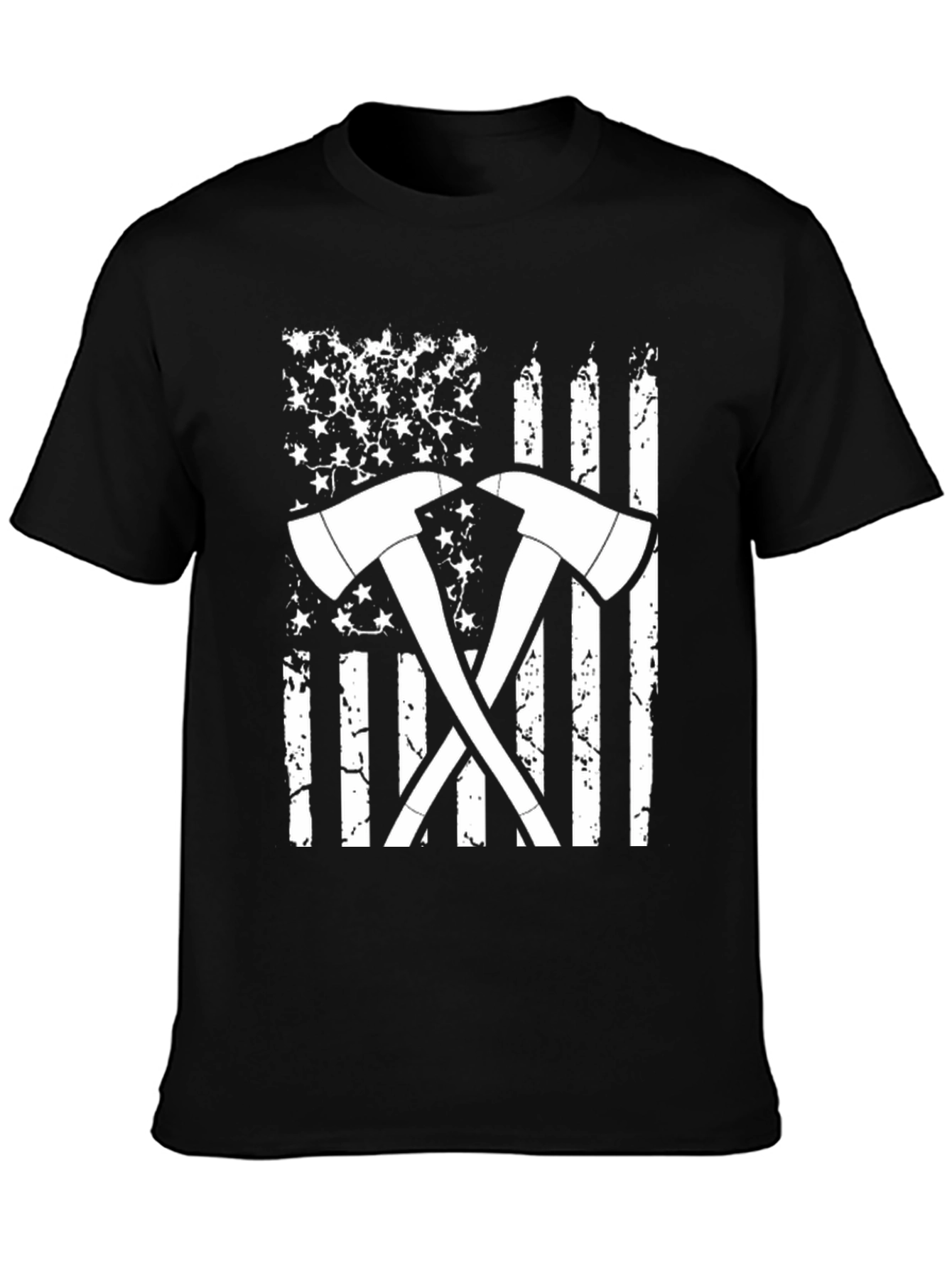 Firefighter Axe American Flag Graphic T-Shirt