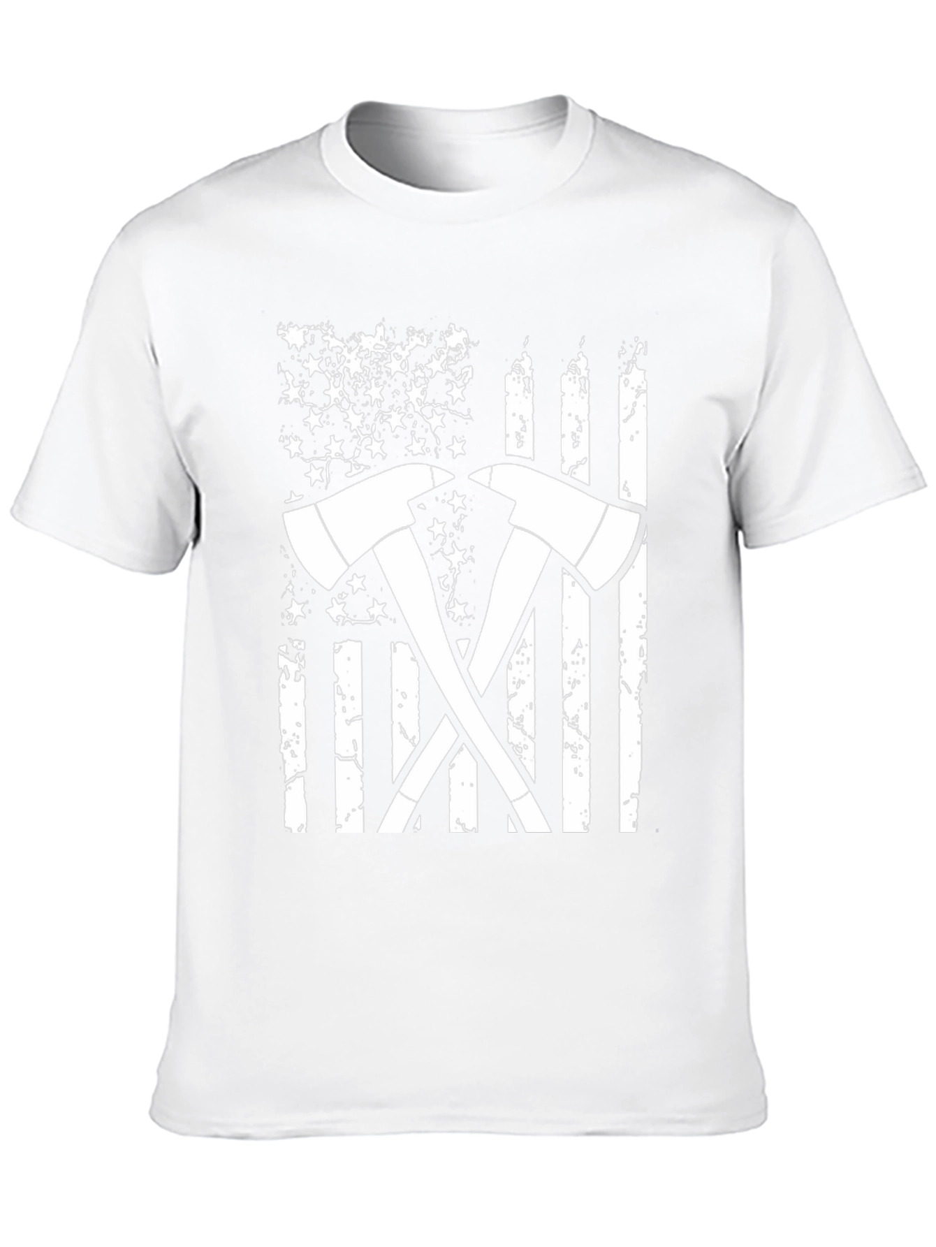 Firefighter Axe American Flag Graphic T-Shirt