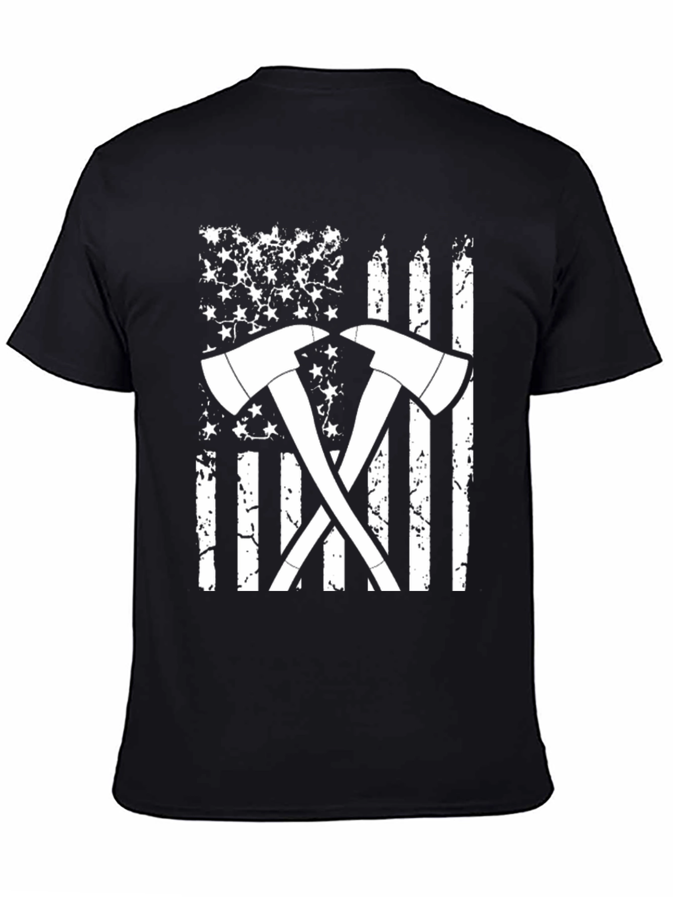 Firefighter Axe American Flag Graphic T-Shirt