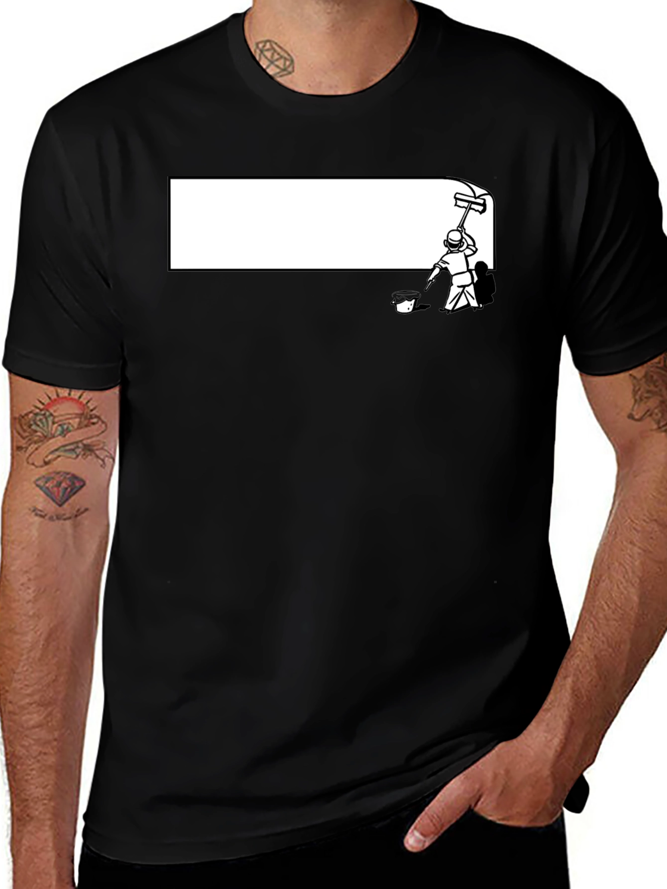 Painter Graphic Tee - Black Cotton Crewneck T-Shirt