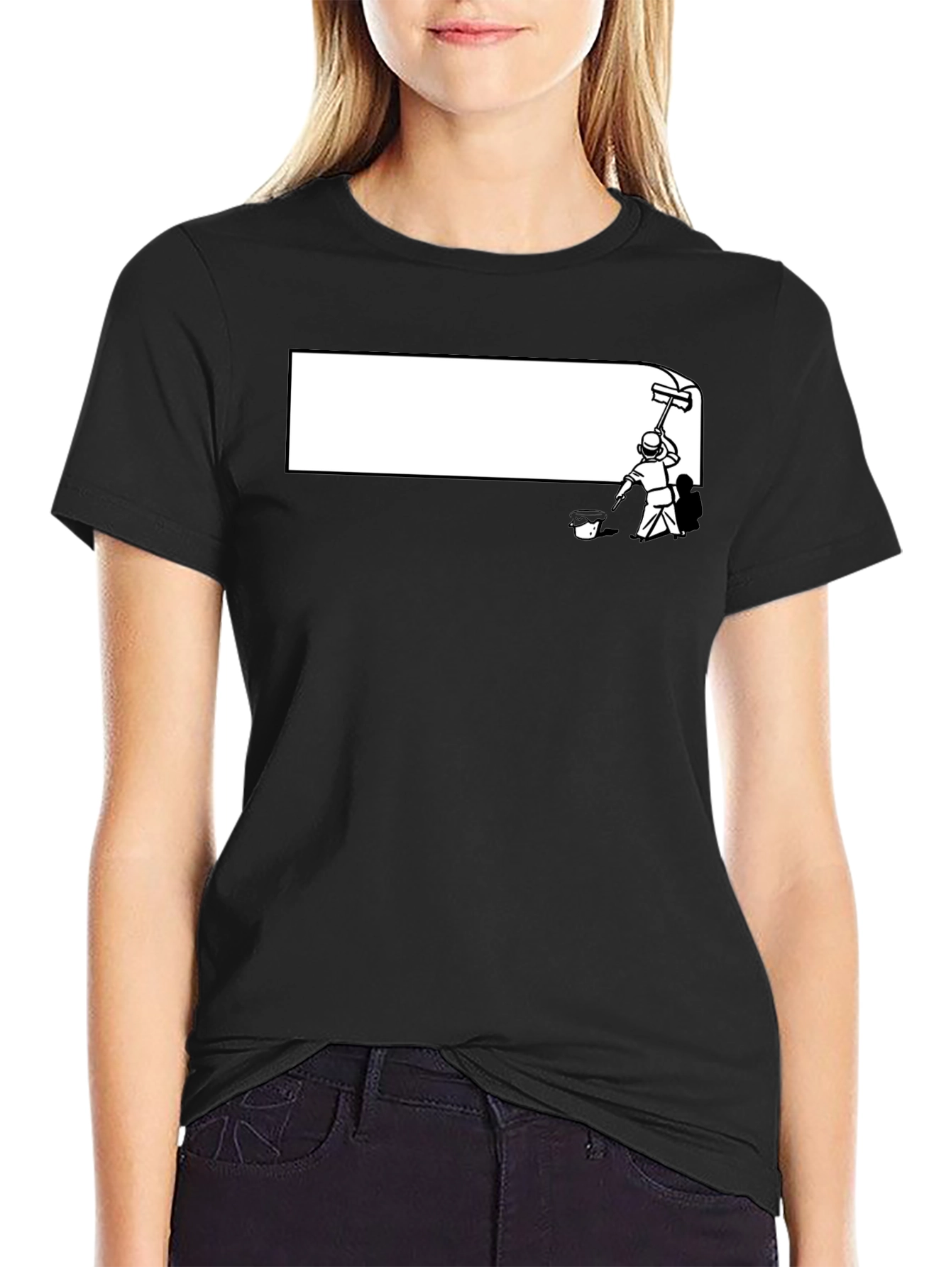 Painter Graphic Tee - Black Cotton Crewneck T-Shirt