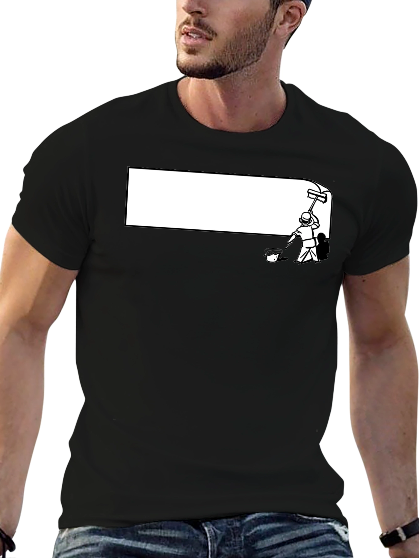 Painter Graphic Tee - Black Cotton Crewneck T-Shirt