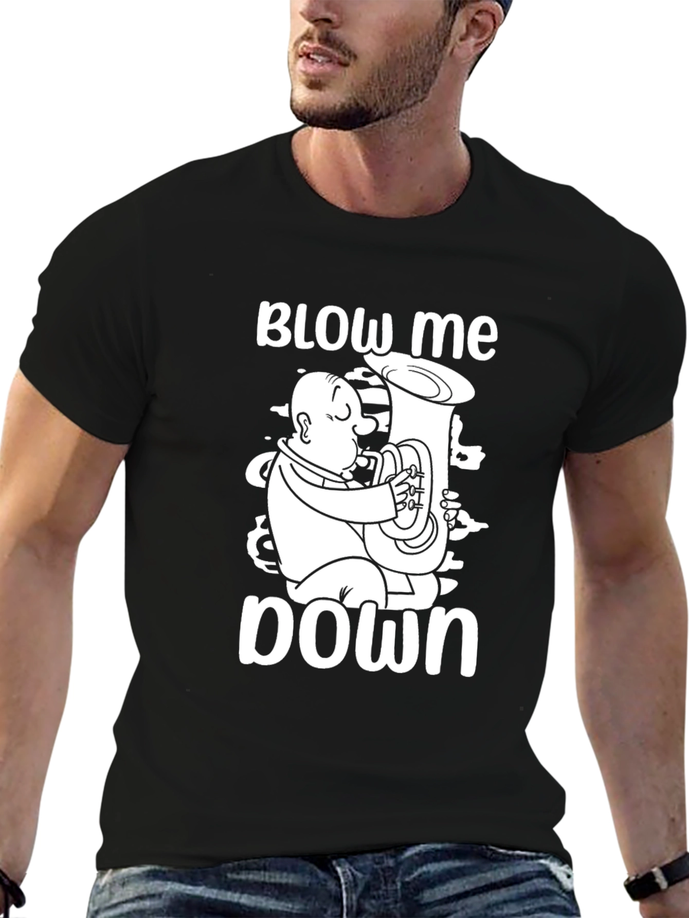 Blow Me Down Tuba Player Graphic Tee