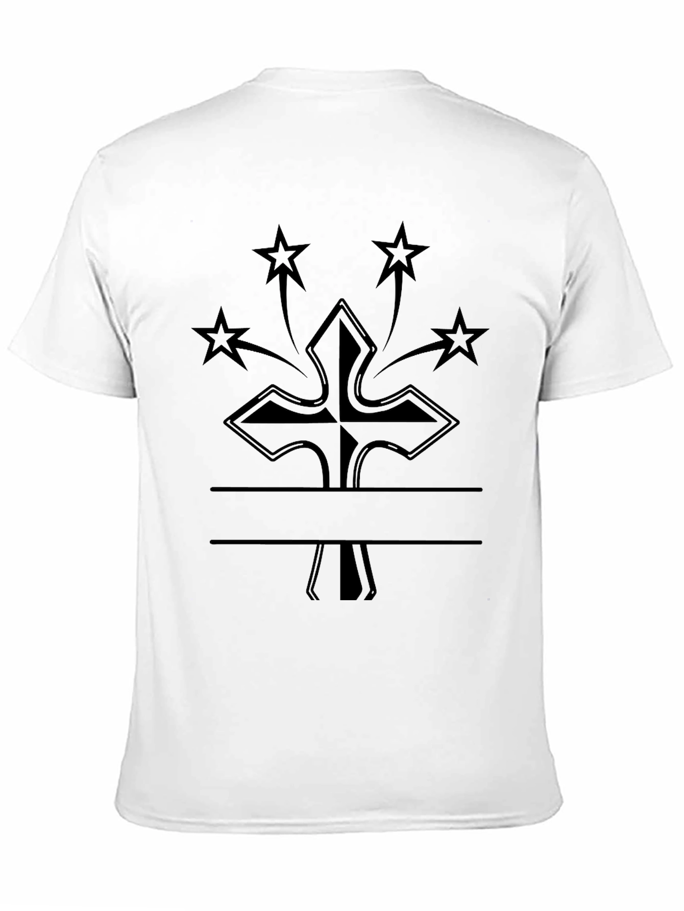 Cross & Stars Graphic T-Shirt - Black