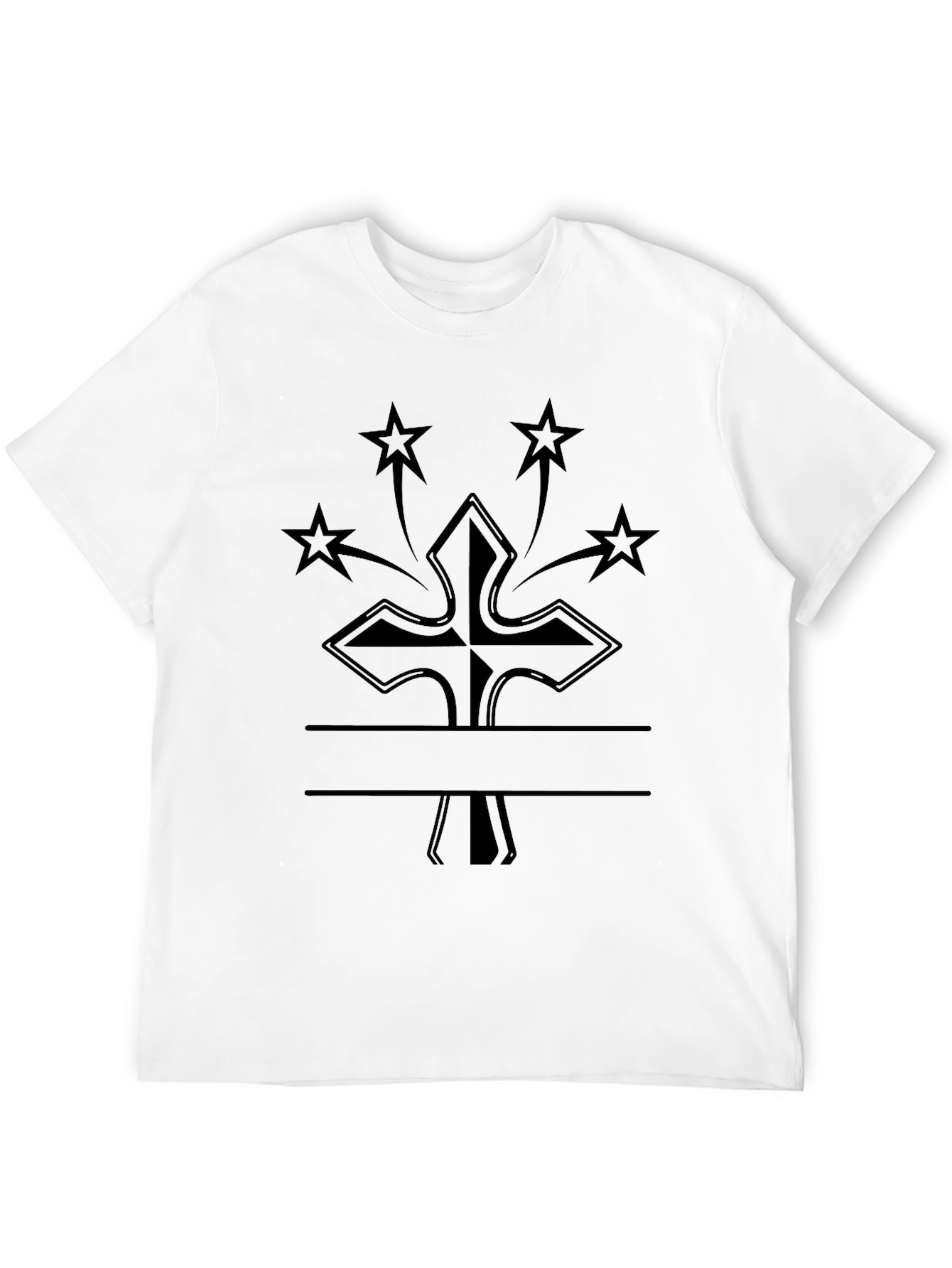 Cross & Stars Graphic T-Shirt - Black