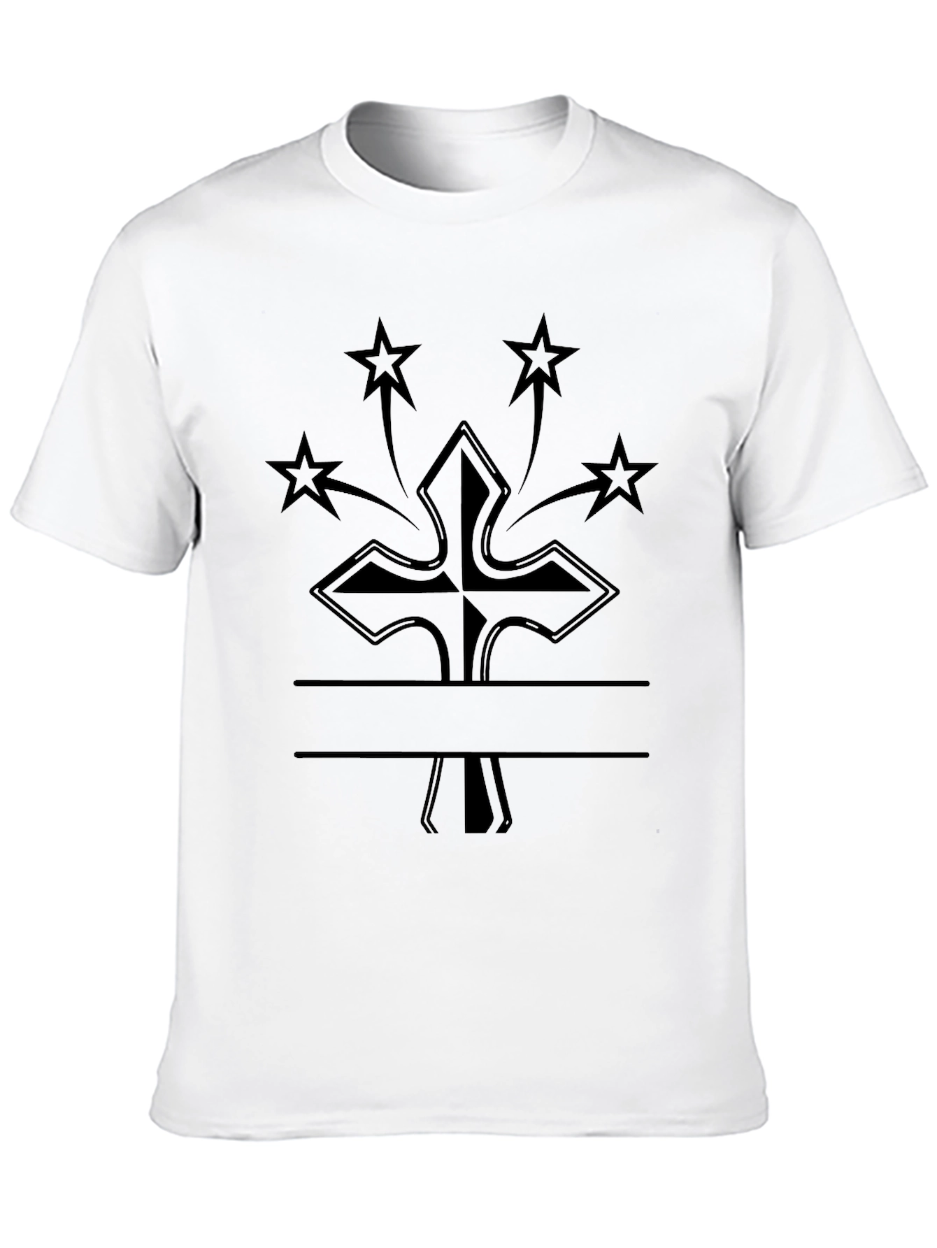 Cross & Stars Graphic T-Shirt - Black
