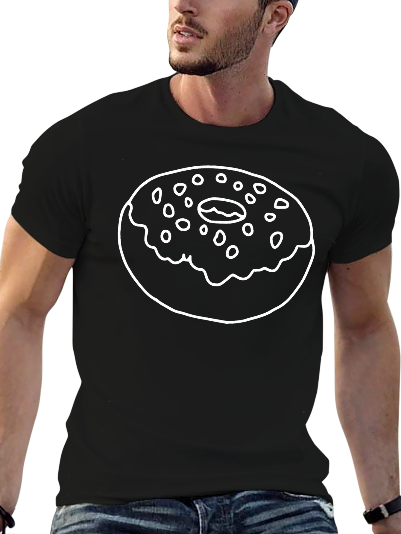Donut Graphic Tee - Casual Black Cotton T-Shirt