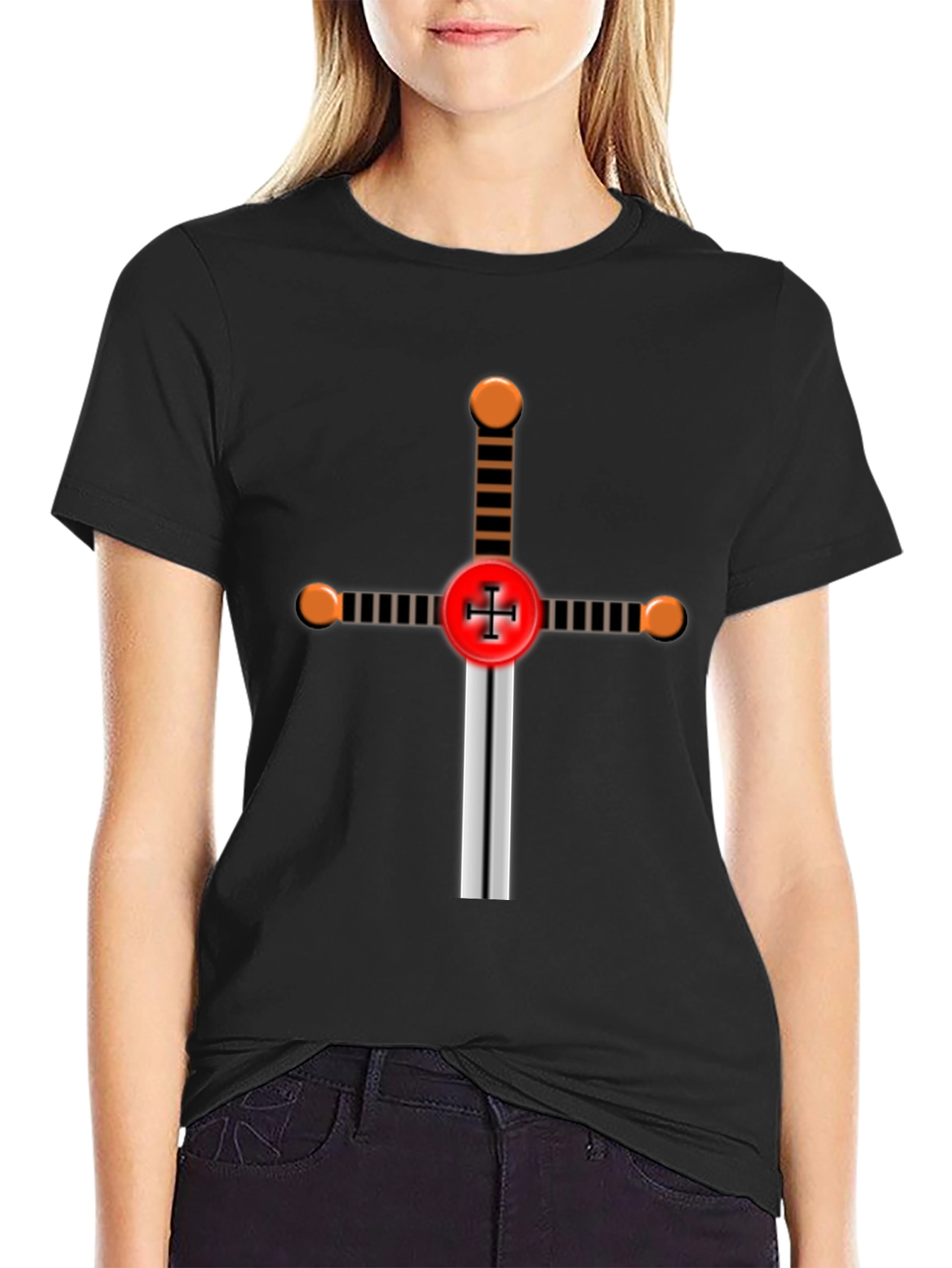 Crusader Knight Sword Graphic T-Shirt