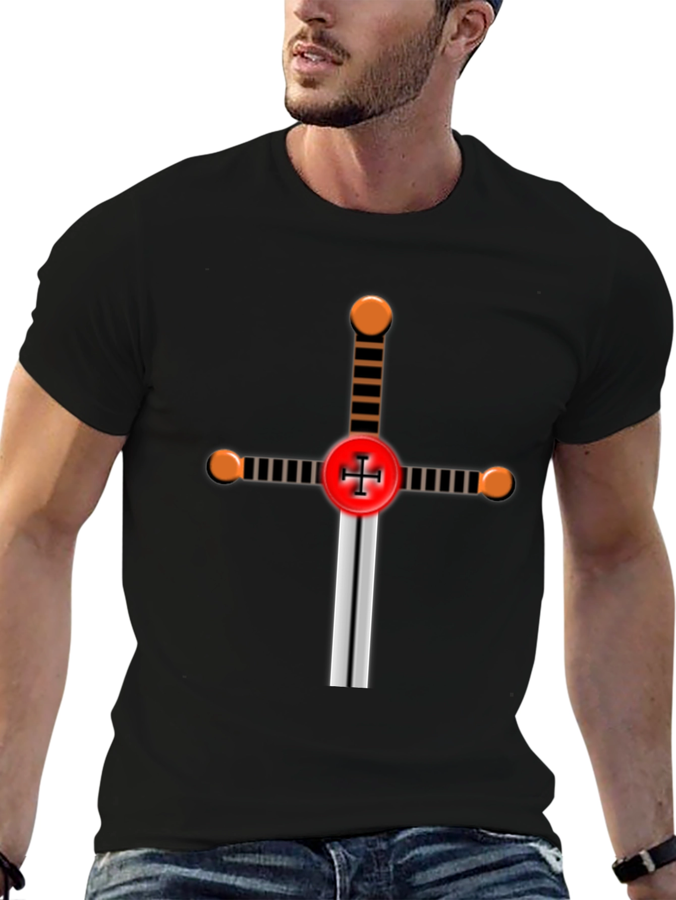 Crusader Knight Sword Graphic T-Shirt
