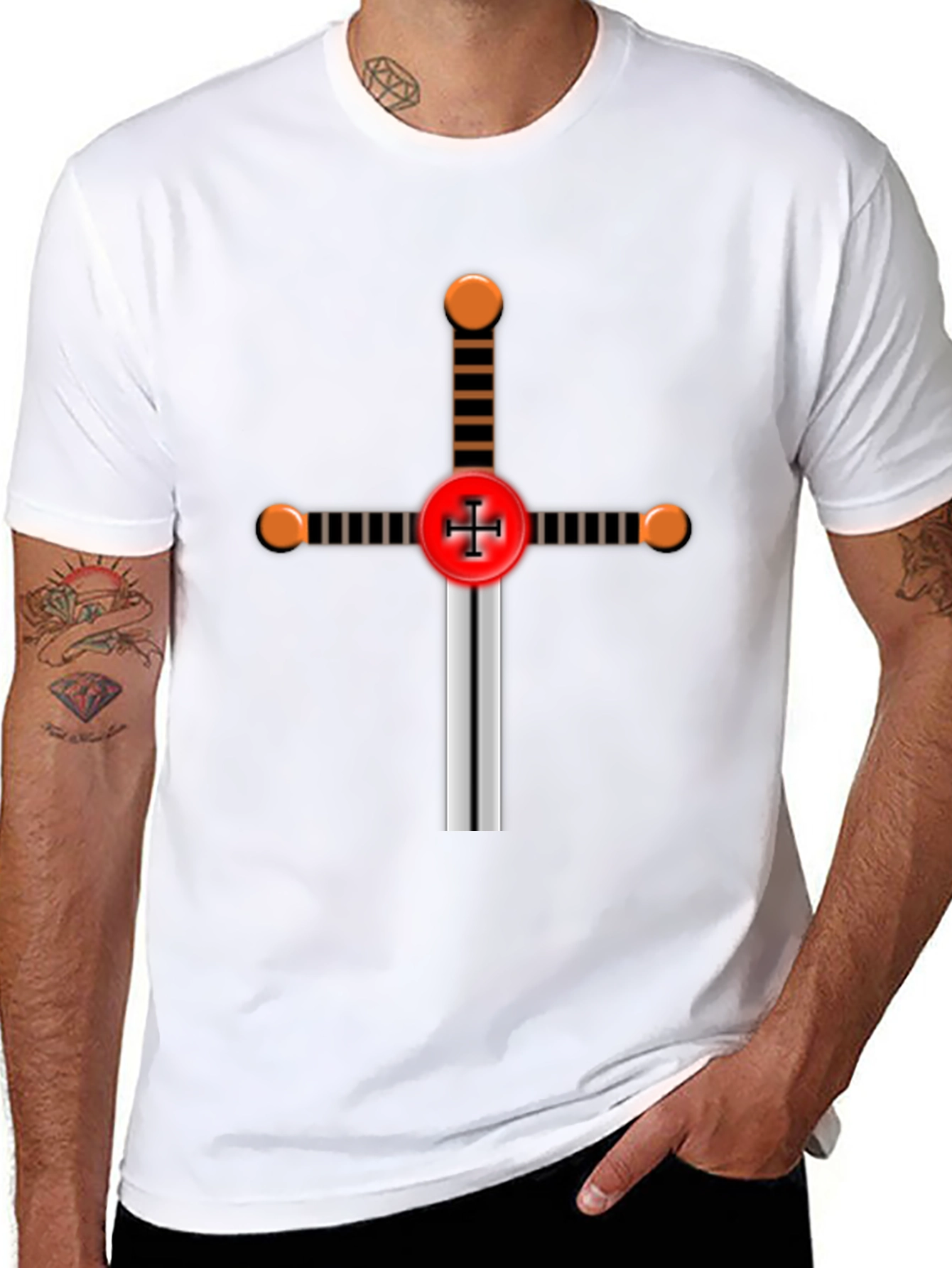 Crusader Knight Sword Graphic T-Shirt