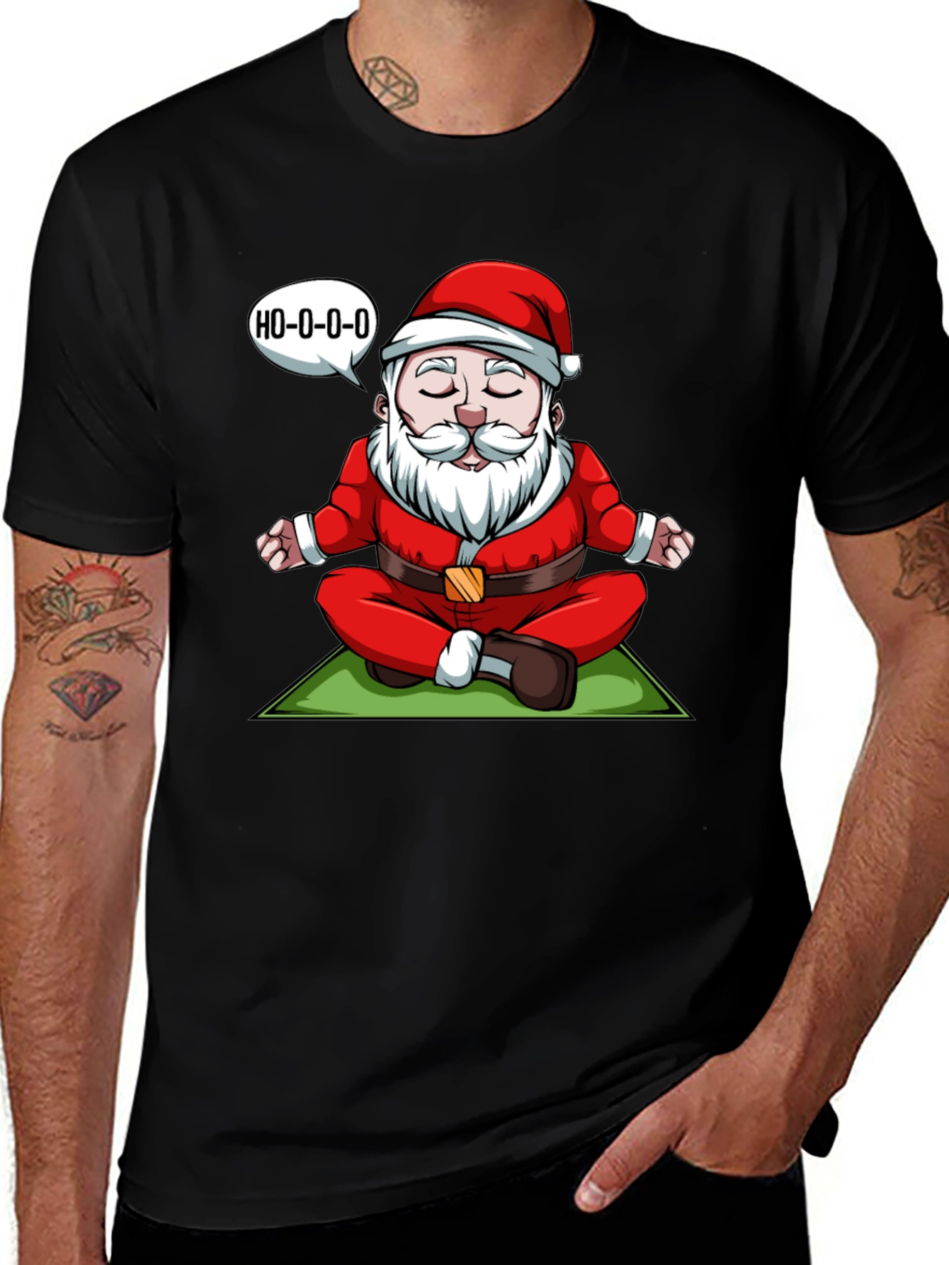 Zen Santa T-Shirt - Meditating Santa Ho-o-o-o