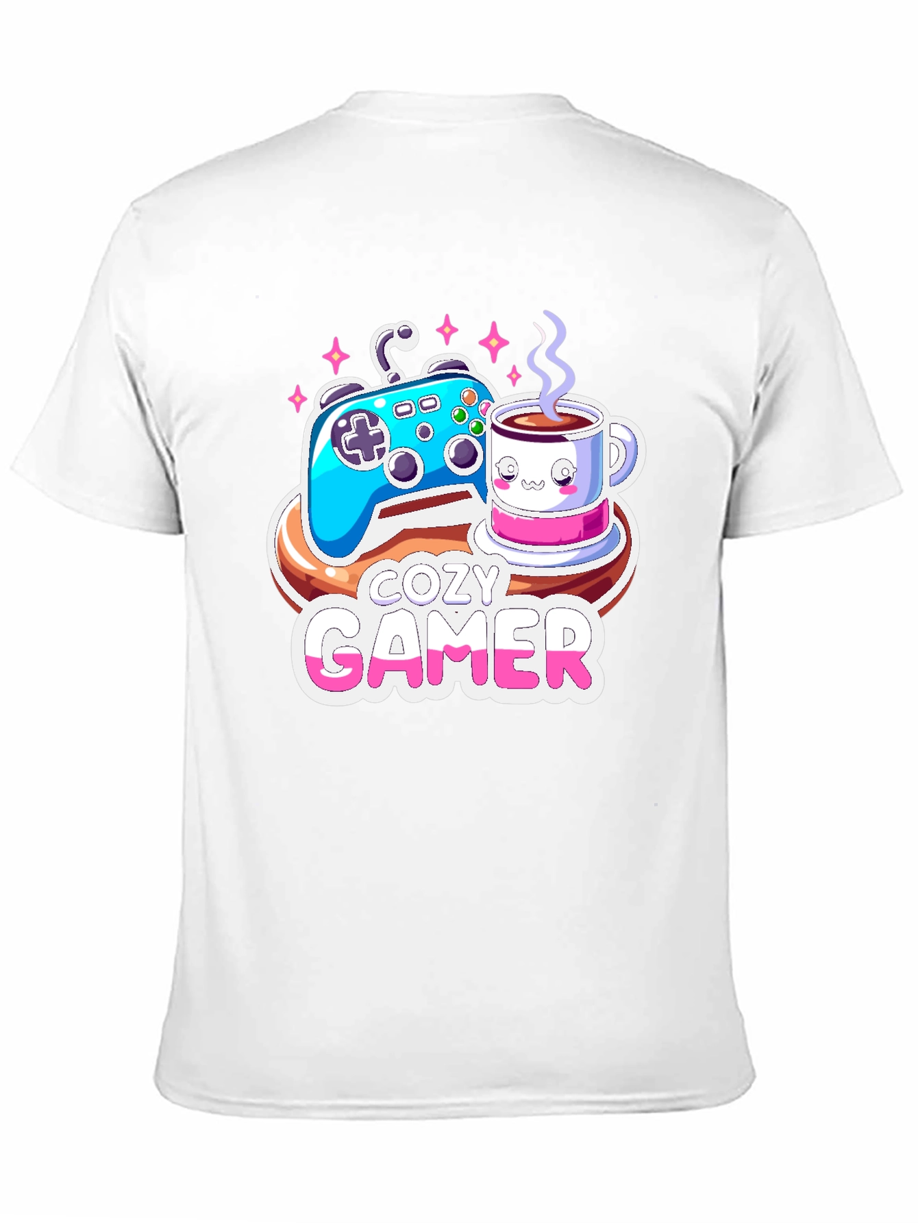 Cozy Gamer T-Shirt: Gaming & Coffee Design