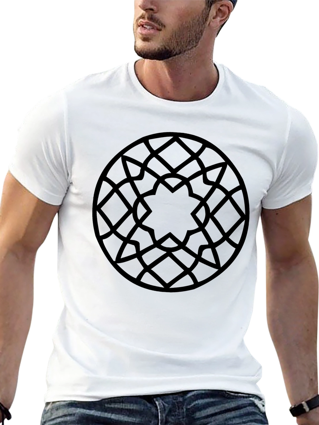 Dark Geometric Pattern Black T-Shirt