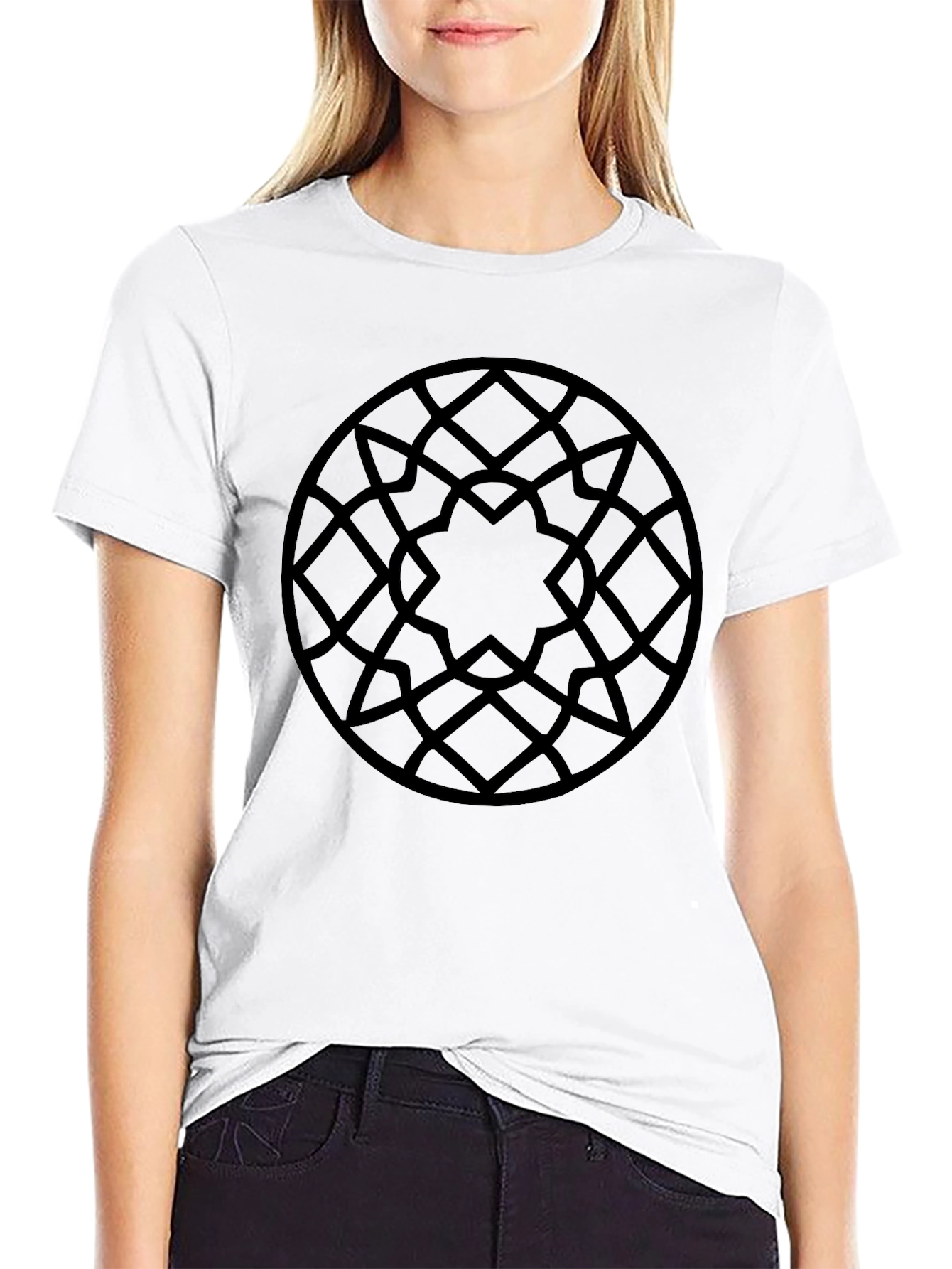 Dark Geometric Pattern Black T-Shirt