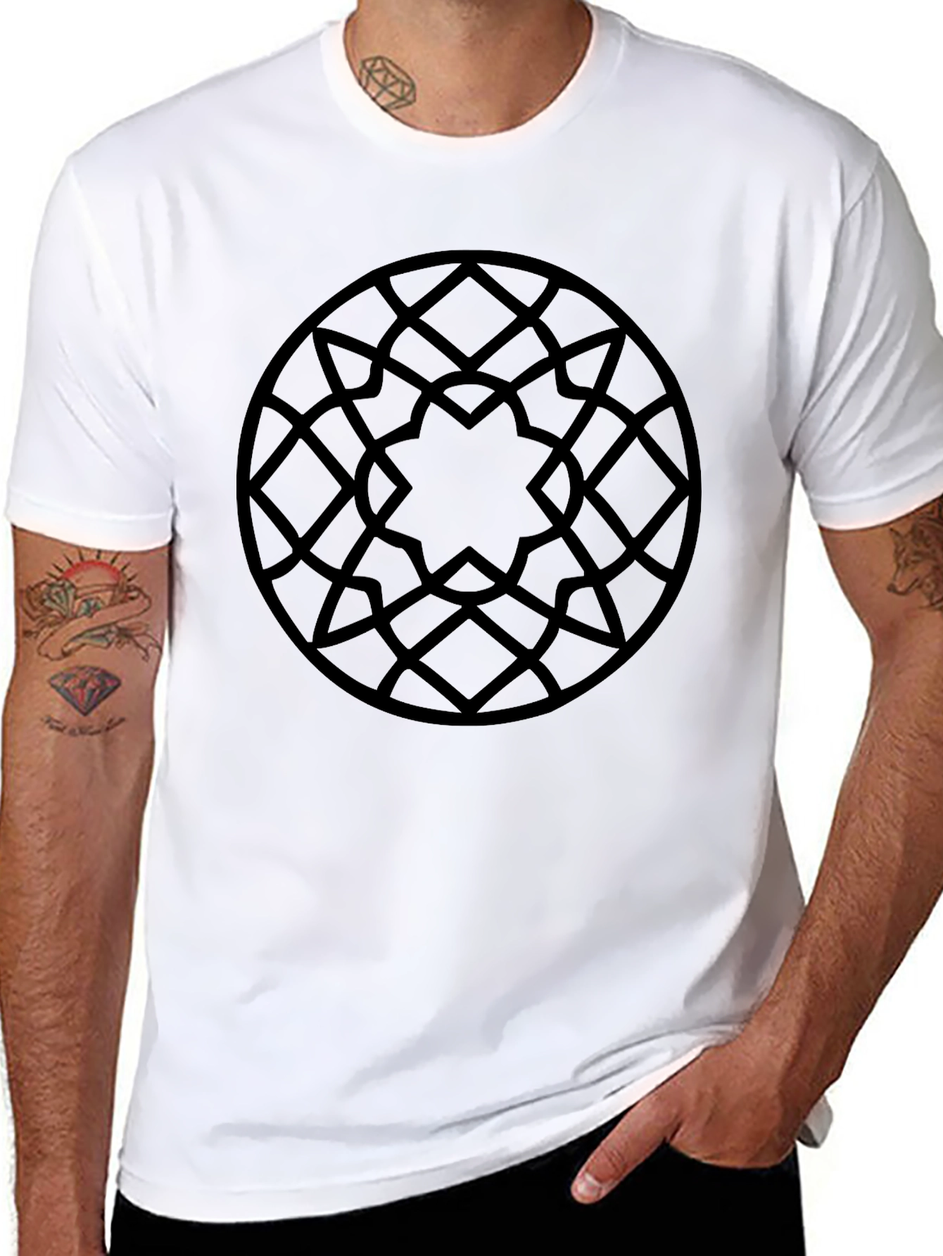 Dark Geometric Pattern Black T-Shirt