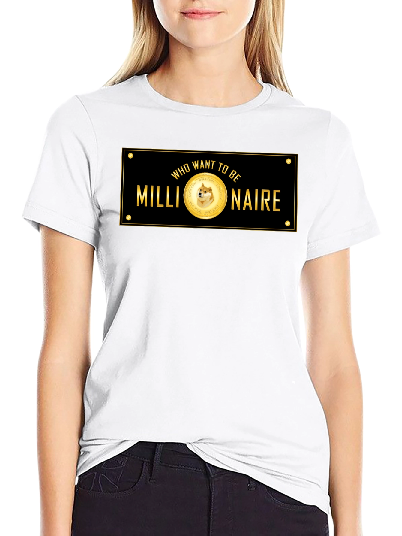 Dogecoin Millionaire Black T-Shirt