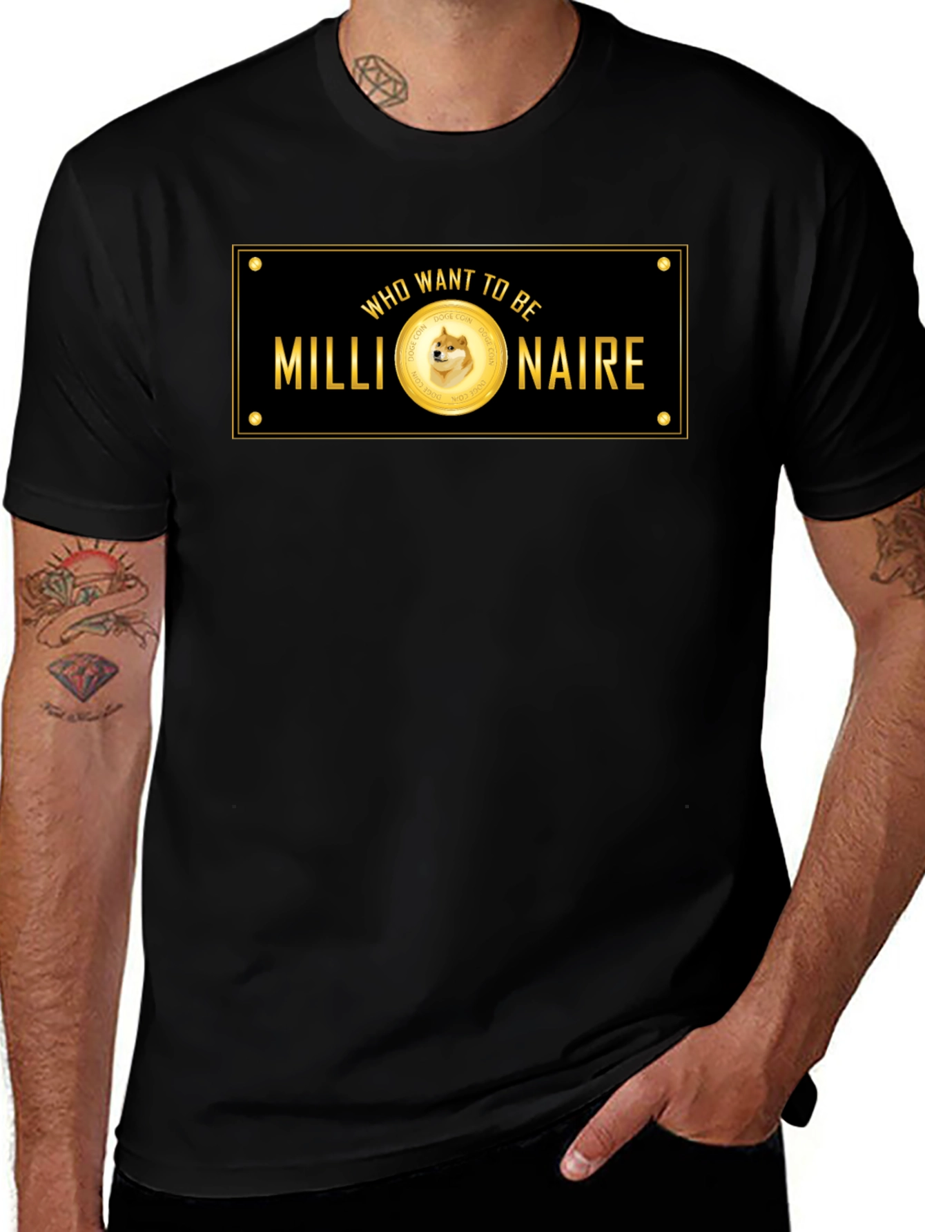 Dogecoin Millionaire Black T-Shirt