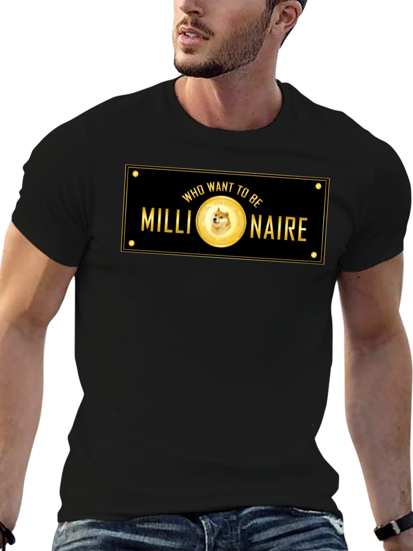 Dogecoin Millionaire Black T-Shirt