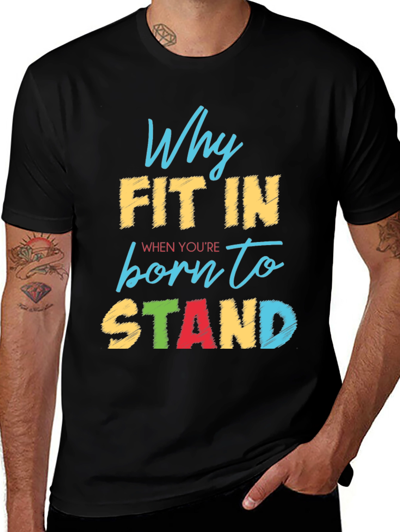 Why Fit In Black Graphic Tee