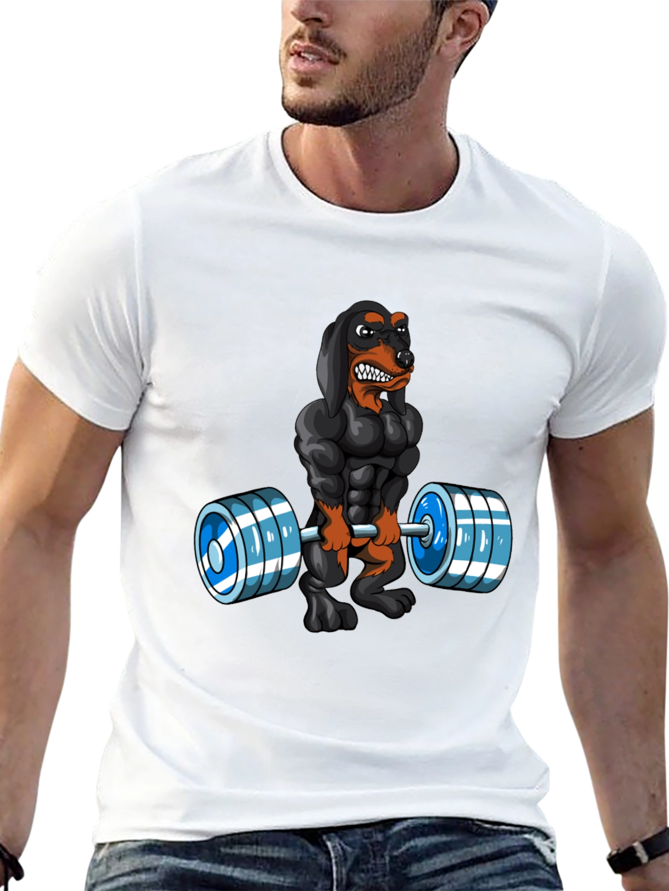 Weightlifting Dachshund Graphic T-Shirt