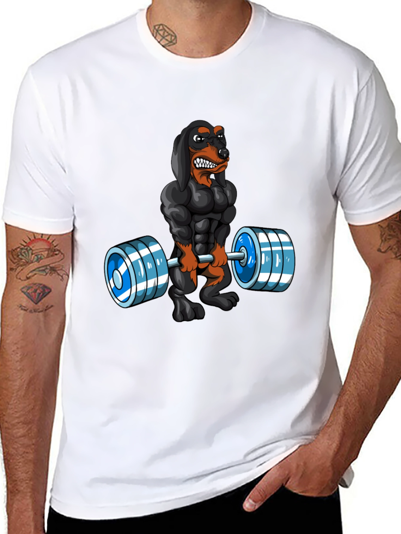 Weightlifting Dachshund Graphic T-Shirt