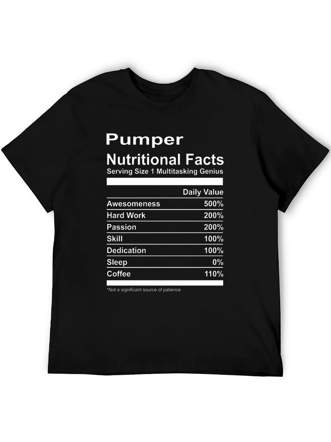 Pumper Nutritional Facts Graphic T-Shirt