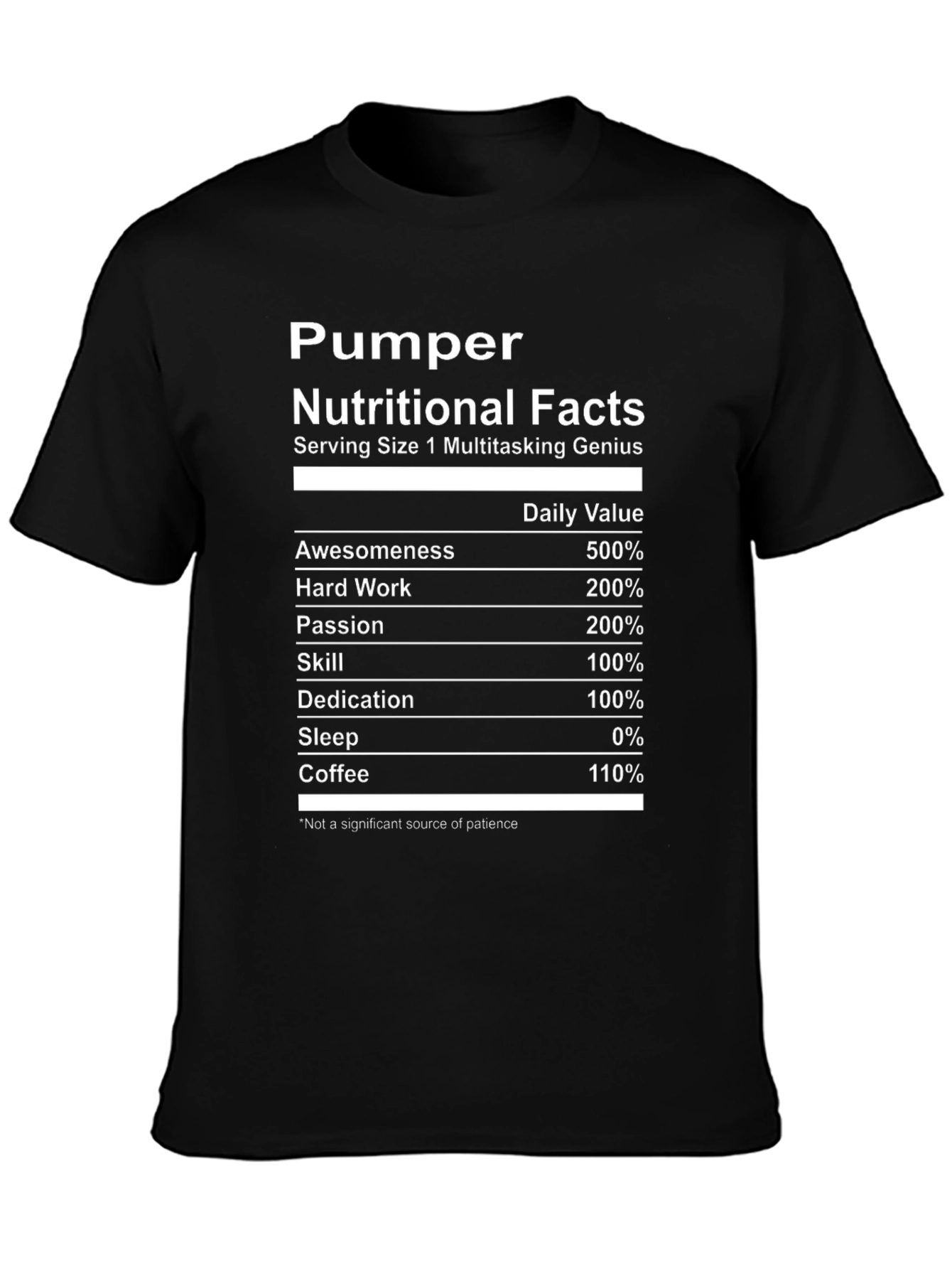 Pumper Nutritional Facts Graphic T-Shirt