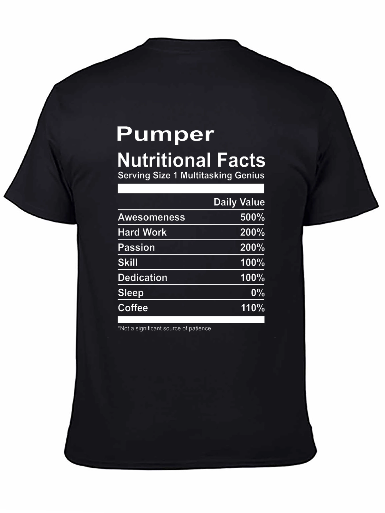 Pumper Nutritional Facts Graphic T-Shirt