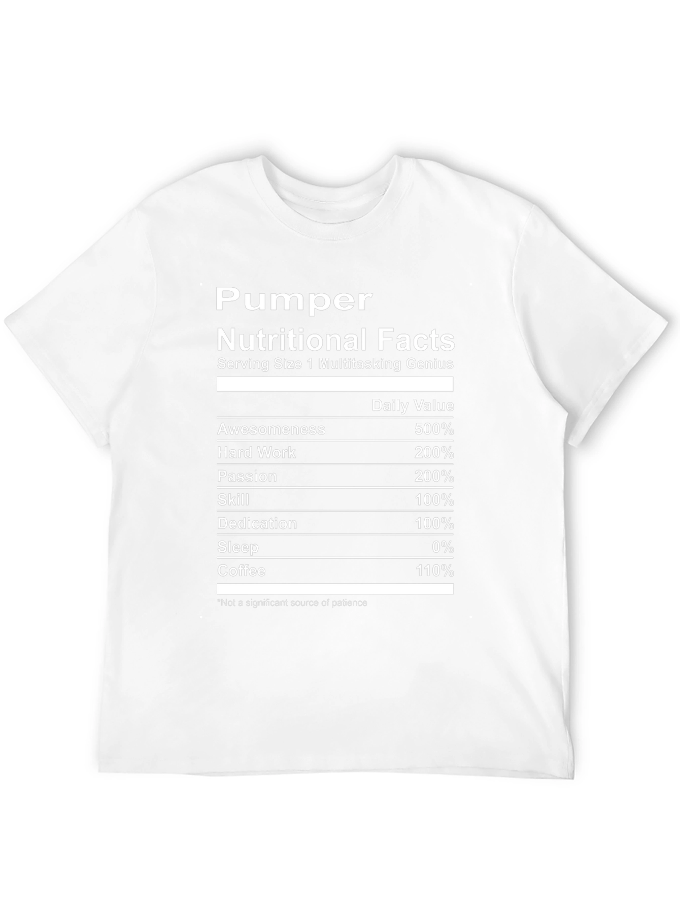 Pumper Nutritional Facts Graphic T-Shirt