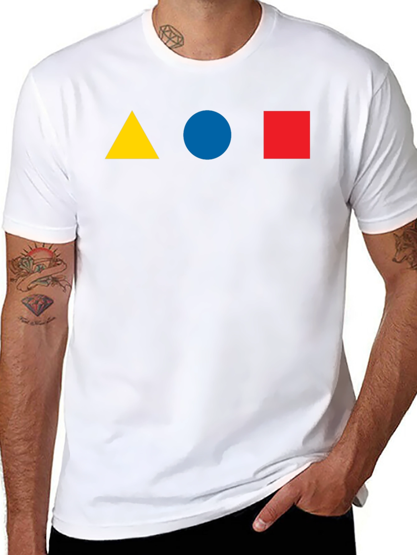 Geometric Shapes T-Shirt - Triangle Circle Square Design