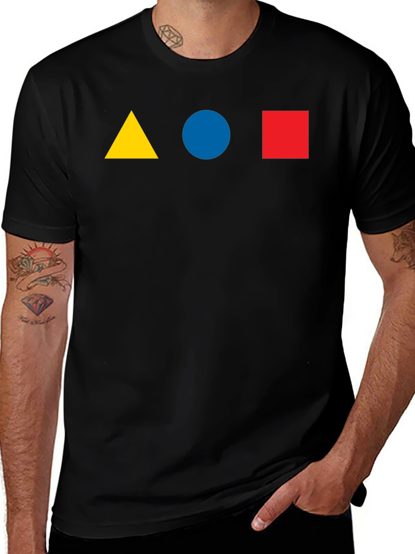 Geometric Shapes T-Shirt - Triangle Circle Square Design