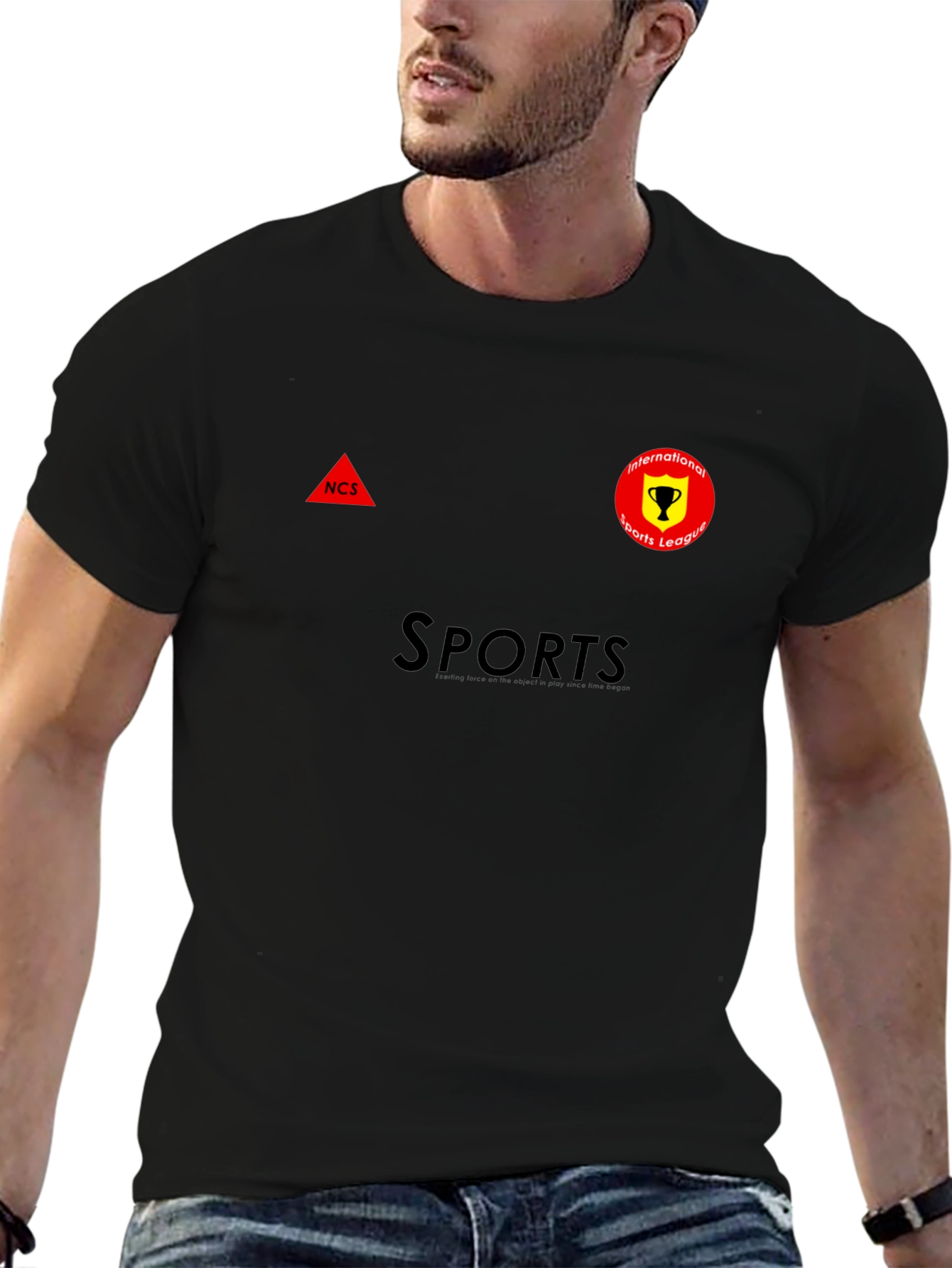 Mens Black Sports Graphic T-Shirt