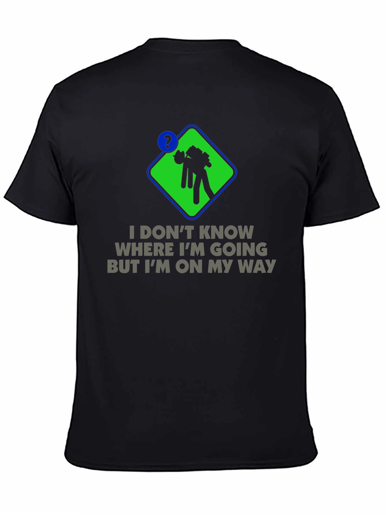 Humorous Lost Graphic Tee - Black Cotton Blend