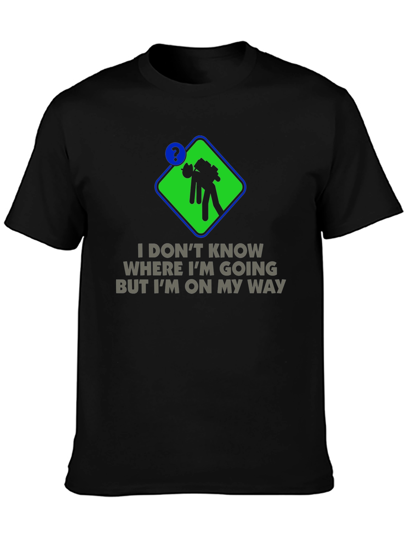 Humorous Lost Graphic Tee - Black Cotton Blend