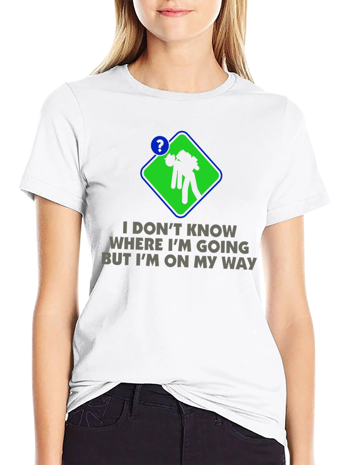 Humorous Lost Graphic Tee - Black Cotton Blend