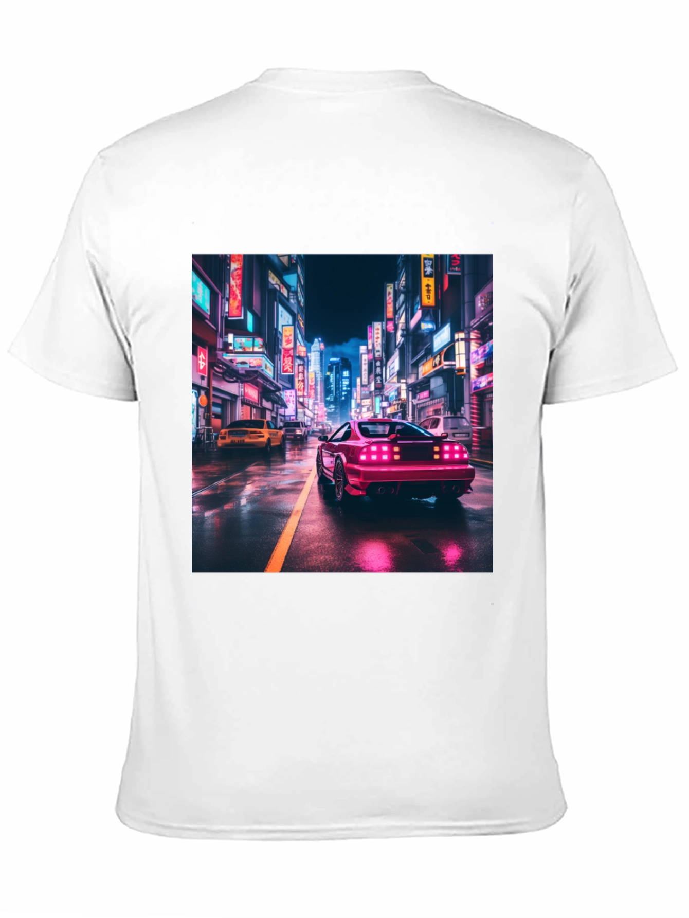 Retro Cityscape Car Graphic Tee - Black
