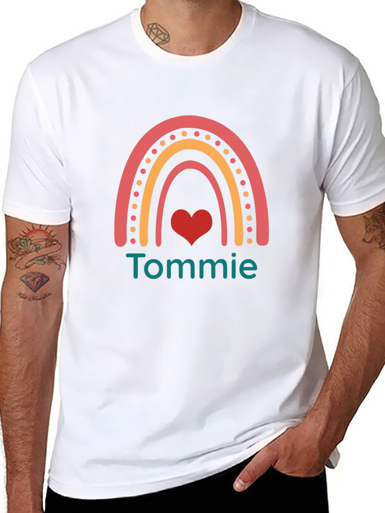 Tommie Rainbow Heart Black T-Shirt